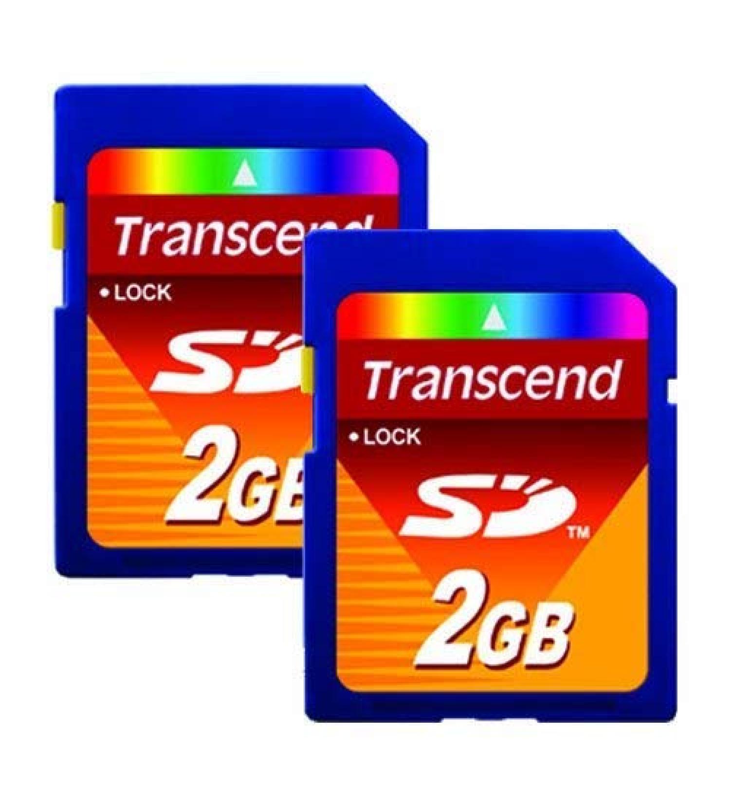 Lot of 2 Transcend 2GB SD Flash Memory Card TS2GSDC
