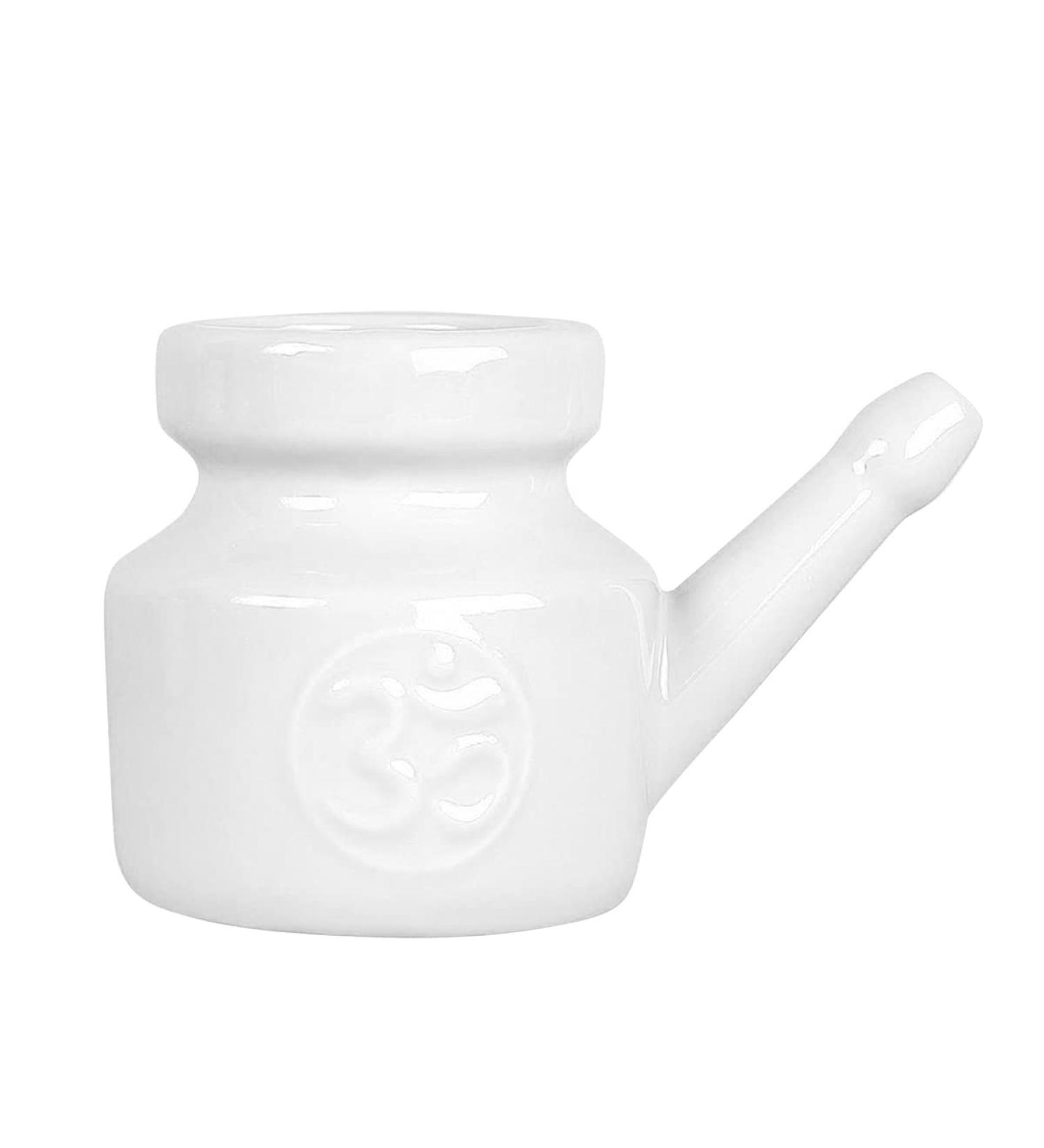 korvre 350Ml Ceramic Neti Pot Nose Cleaning Pot Leakproof Spout Pot for Nasal Rinsing Nose Washing Men Women White - Buy Online on SooperMarket.com