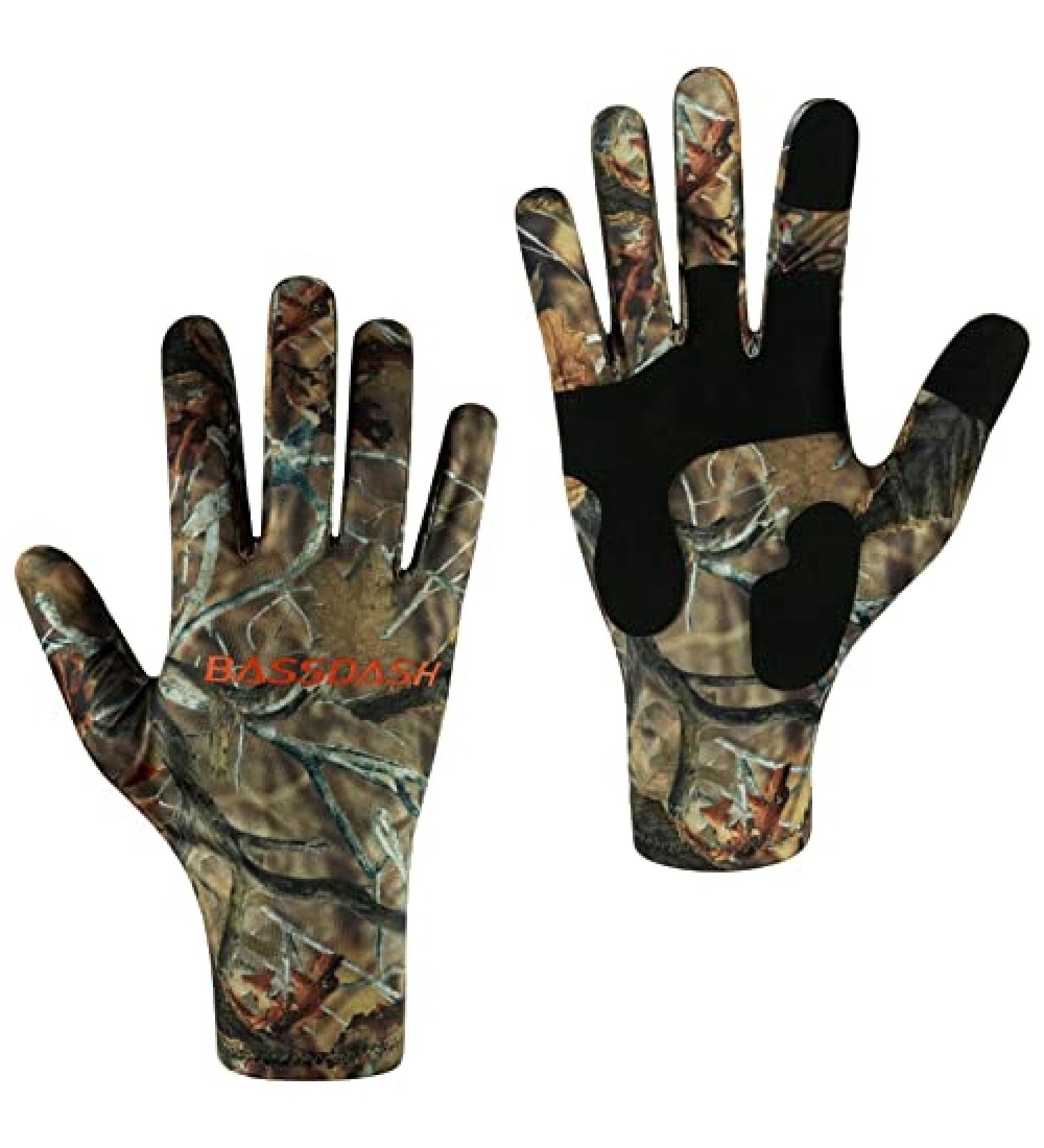 BASSDASH Men's Camo Hunting Gloves - UPF 50+ Lightweight Touchscreen - Autumn Forest - Large - Buy Online on SooperMarket.com