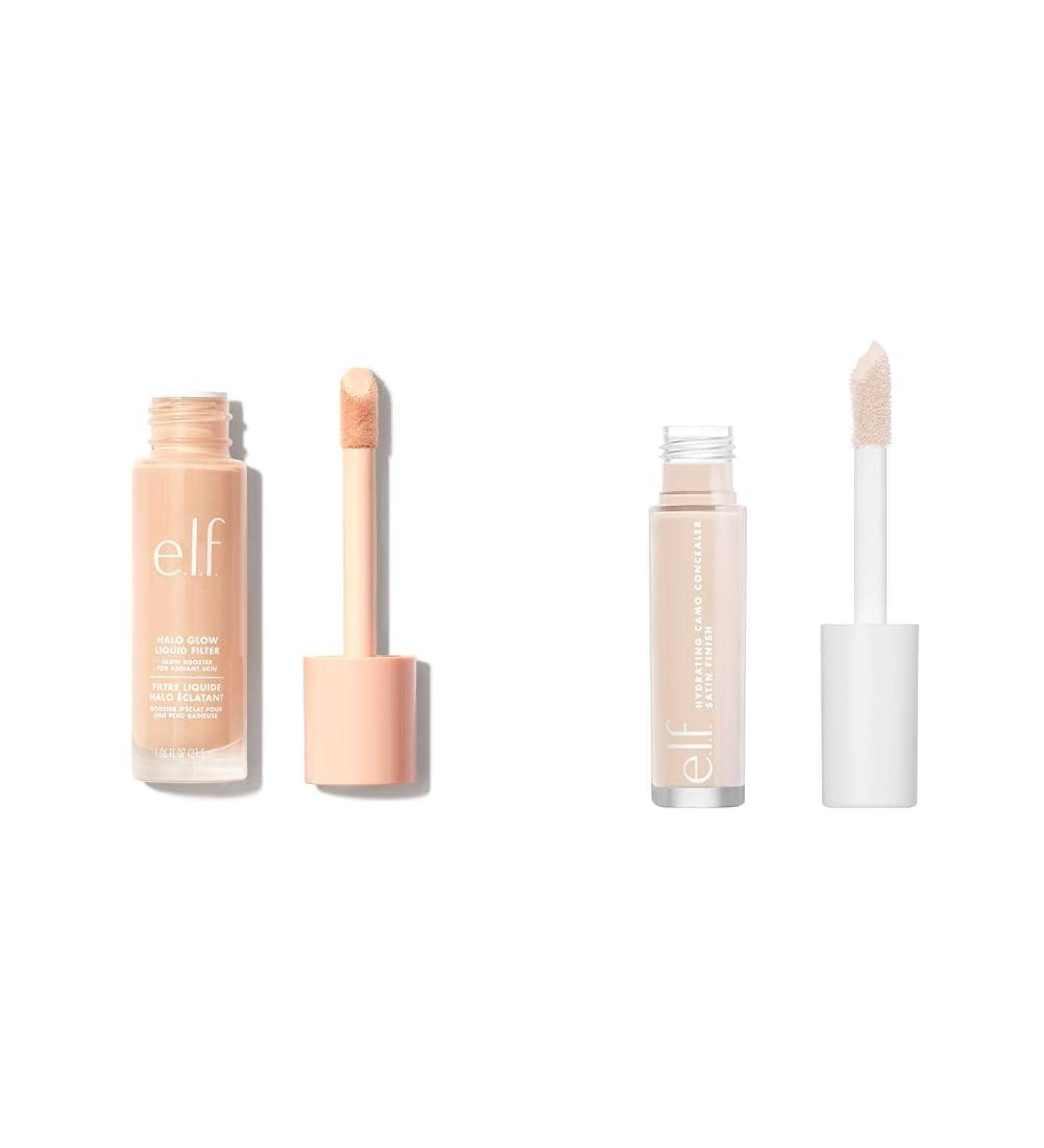 e.l.f. Halo Glow Liquid Filter Complexion Booster For A Glowing Soft-Focus Look & Cosmetics Hydrating Satin Camo Concealer - Fair Rose 0.203 Fluid Ounces - Buy Online on SooperMarket.com