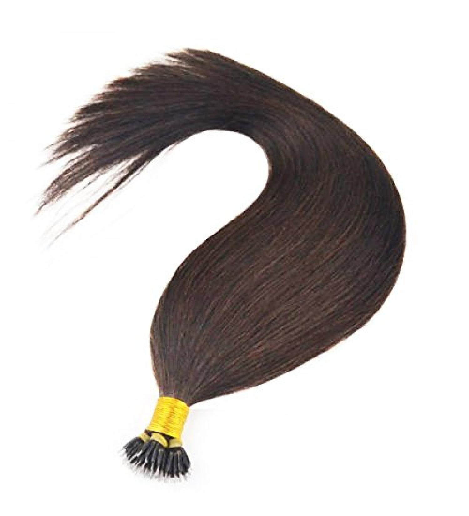 Nano Ring Hair Extensions Dark Brown Colour #2 All Lengths 16 18 & 20 22 Inches. 100% Remy Human Hair with Nano beads included! (20") Dark Brown #2