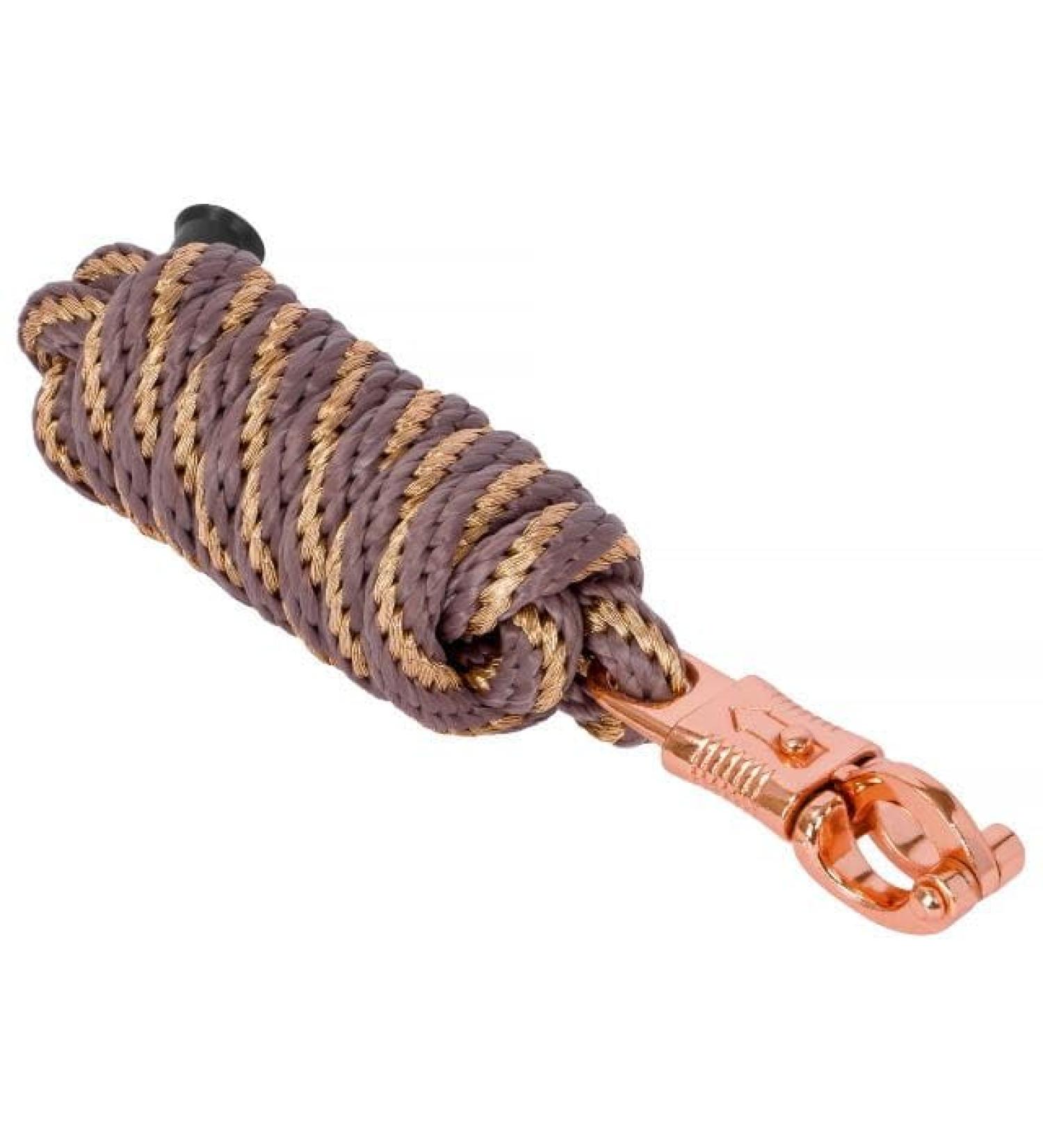 Leadership Horse Start Hardrosis Gold PP 2m Trick Line with Panic & Carabin Hooks - Ideal for Horses Ponies Donkeys & Goats (Brown/Rose Gold) - Buy Online on SooperMarket.com