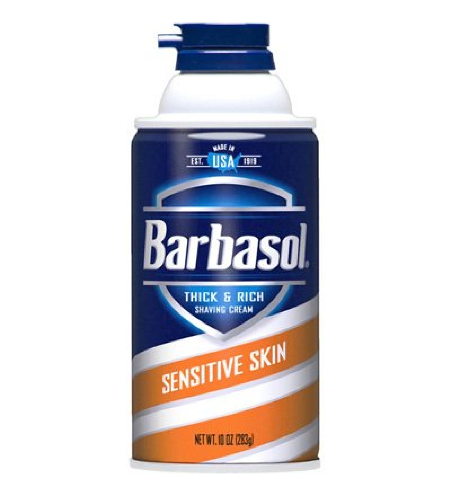 Barbasol Sensitive Skin Thick and Rich Shaving Cream, 10 Ounce Pack of 2