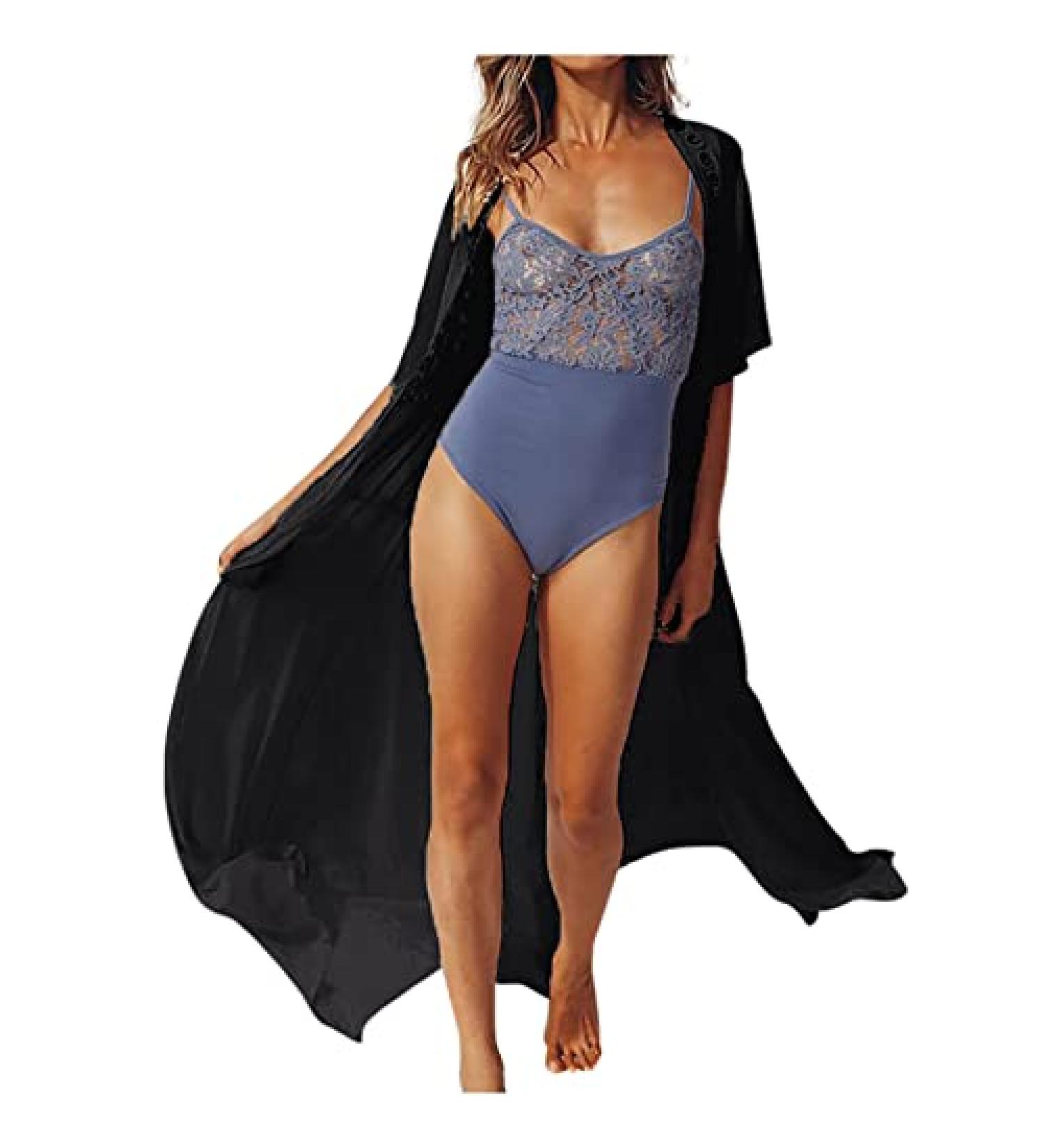 TUNUSKAT Women's Summer Kimono Cardigan | Lightweight Swimsuit Coverup | Open Front Solid Flowy Beach Top | XX-Large - Buy Online on SooperMarket.com