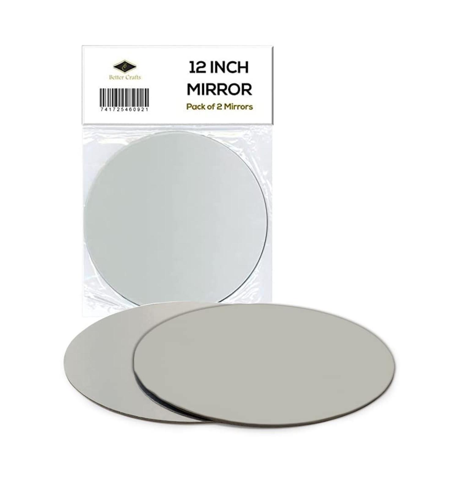 Set of 2 Better Crafts 12 Inch Round Glass Mirror Reflective - Ideal for Home Decor and DIY Projects - Buy Online on SooperMarket.com