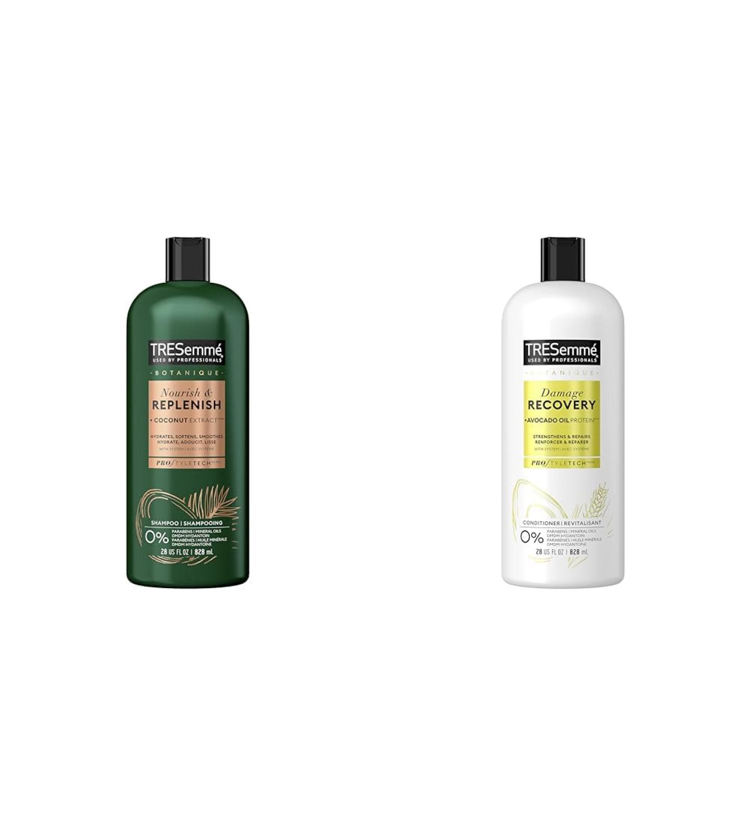 TRESemm Botanique Nourish & Replenish Shampoo & Botanique Damage Recovery Conditioner for damaged hair repair + Avocado Oil Protein formulated with Pro Style Technology 828 ml - Buy Online on SooperMarket.com