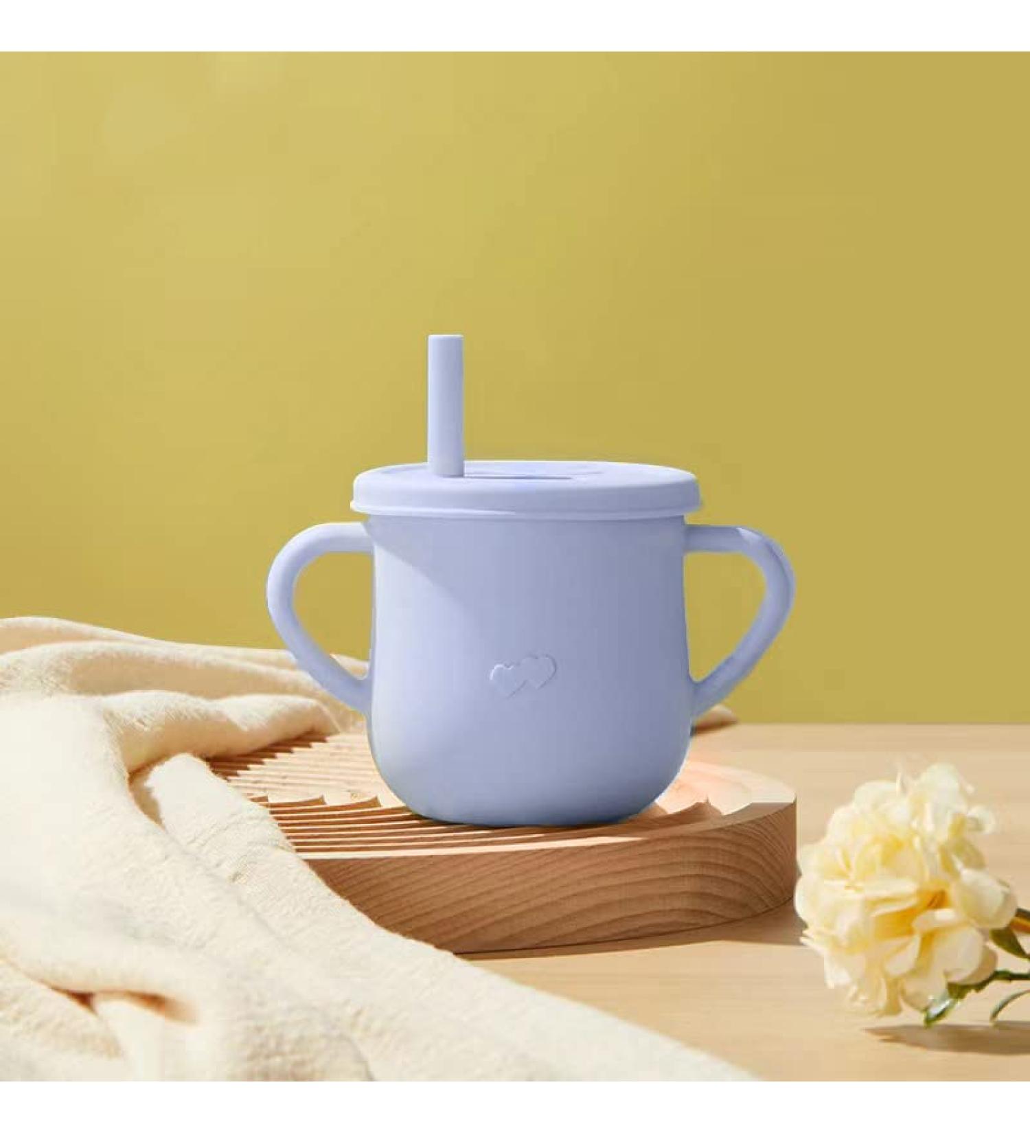 Silicone Sippy Cup for Toddler | Soft Straw Trainer Cup | Handles & Lids | 6 oz Blue - Buy Online on SooperMarket.com