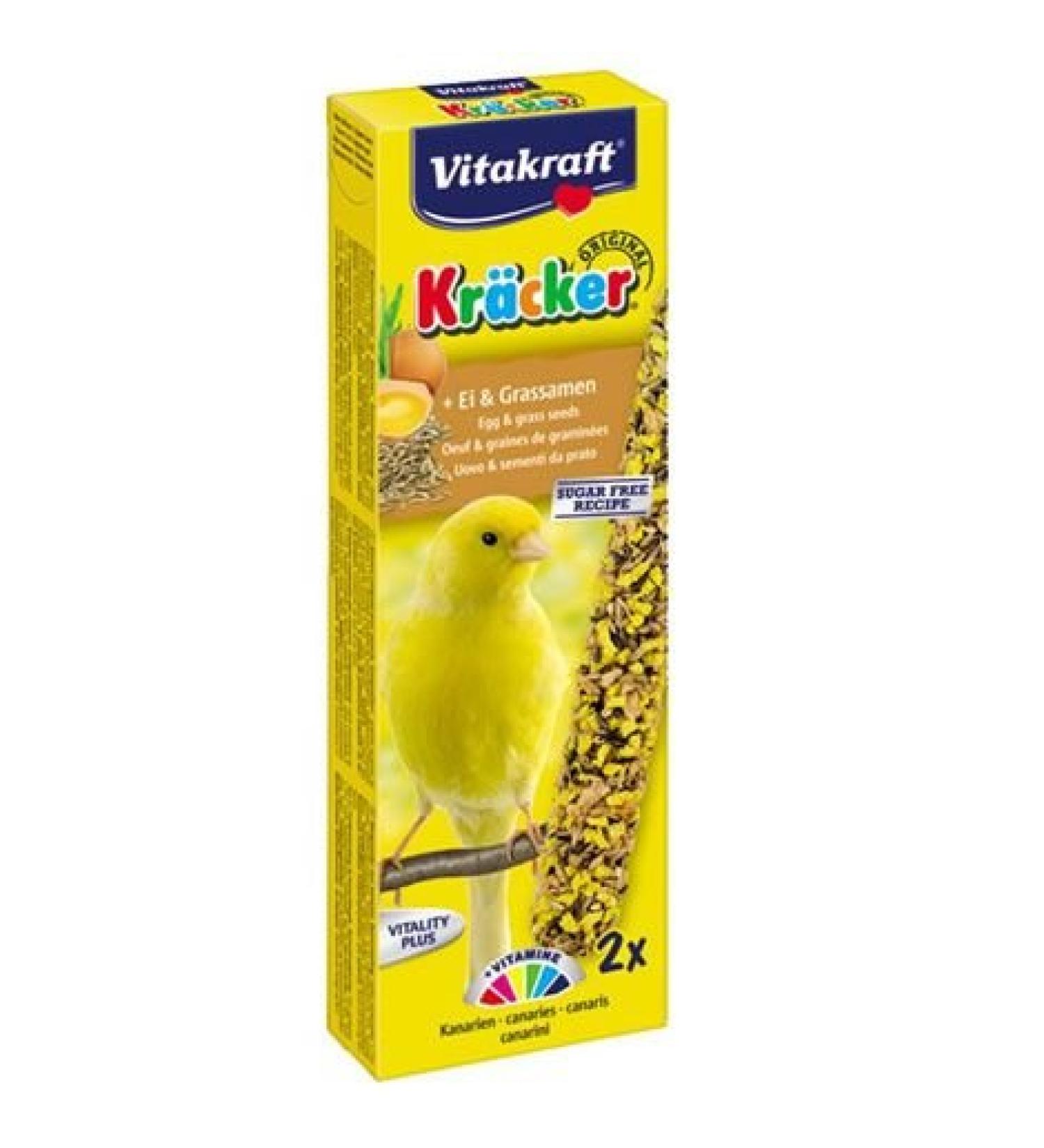 Vitakraft Kracker Canary Treat Sticks with Egg and Grass Seeds 2pk Case of 7