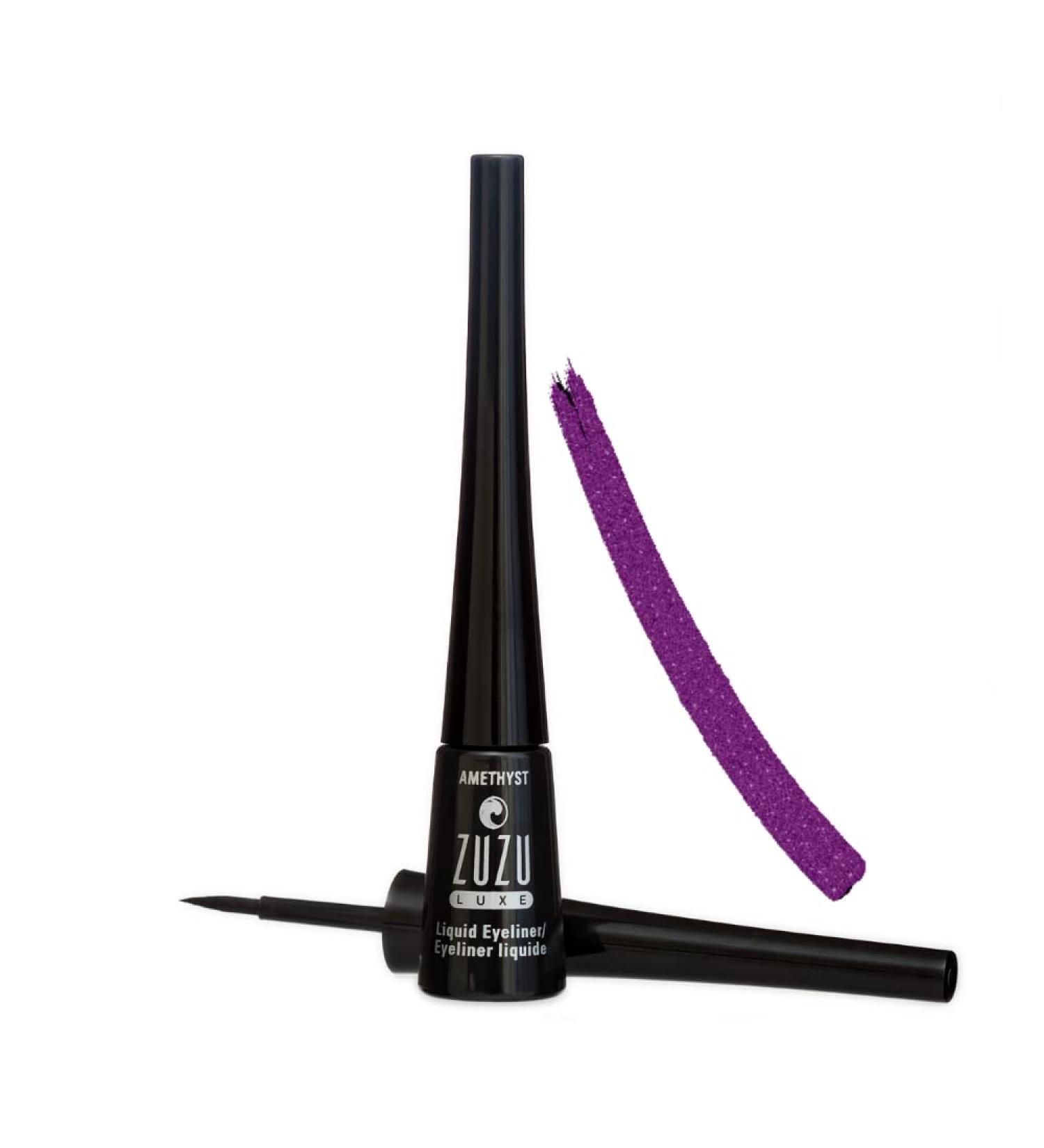 ZUZU LUXE Precision Liquid Liner in Amethyst - Purple/Shimmer | Fine Tip, Quick-Drying, Water-Resistant Liquid Eyeliner - 0.1 oz | Natural, Vegan, Cruelty-Free, Paraben-Free - Non GMO - Buy Online on SooperMarket.com