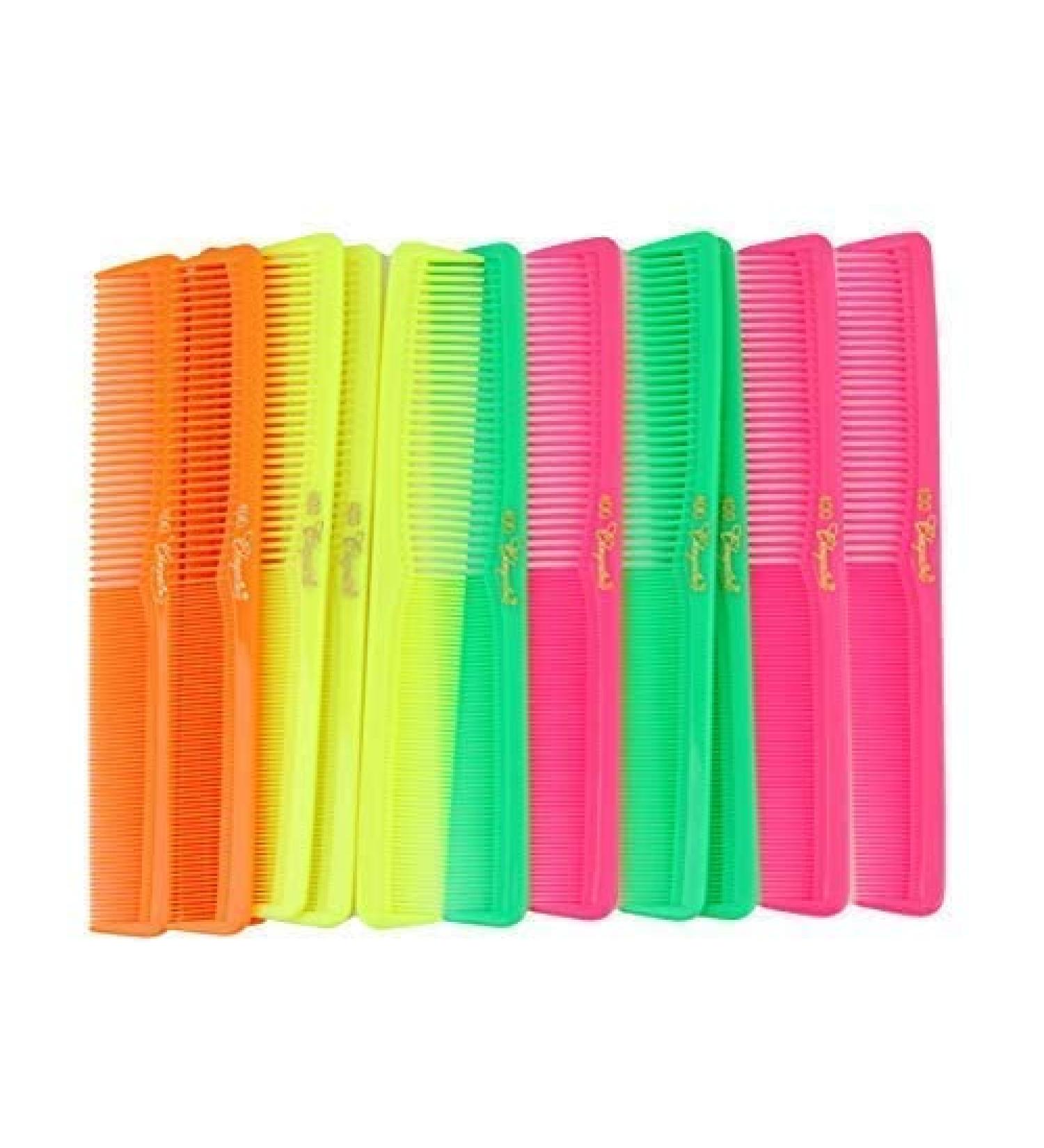 7 Inch Barber & Hairstylist All Purpose Hair Cutting Combs - Neon Mix (12 Units) - Buy Online on SooperMarket.com