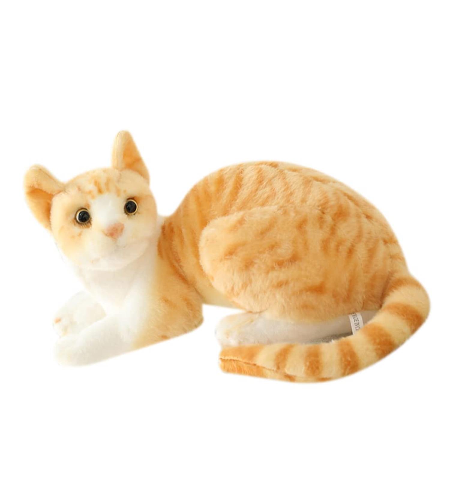 Hpory Cat Soft Toy Simulation Cat Plushie Cute Plush Cat Doll Realistic Cat Soft Plush Faux Plush Kitten Toy Pet Animal Photography Prop Room Home Decoration Companion Pets Toy Gift for Kids Orange Cat - 30cm - Buy Online on SooperMarket.com