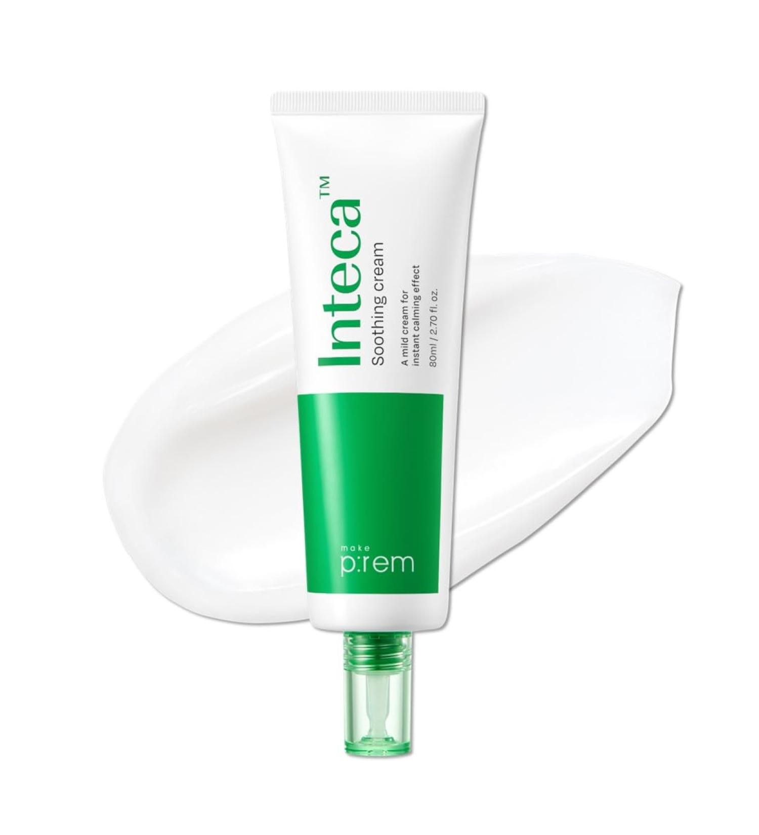 MAKE P:REM INTECA Soothing Cream - Fast Absorbing Calming Centella Extract for Sensitive Skin - Vegan Korean Skincare 80ml - Buy Online on SooperMarket.com