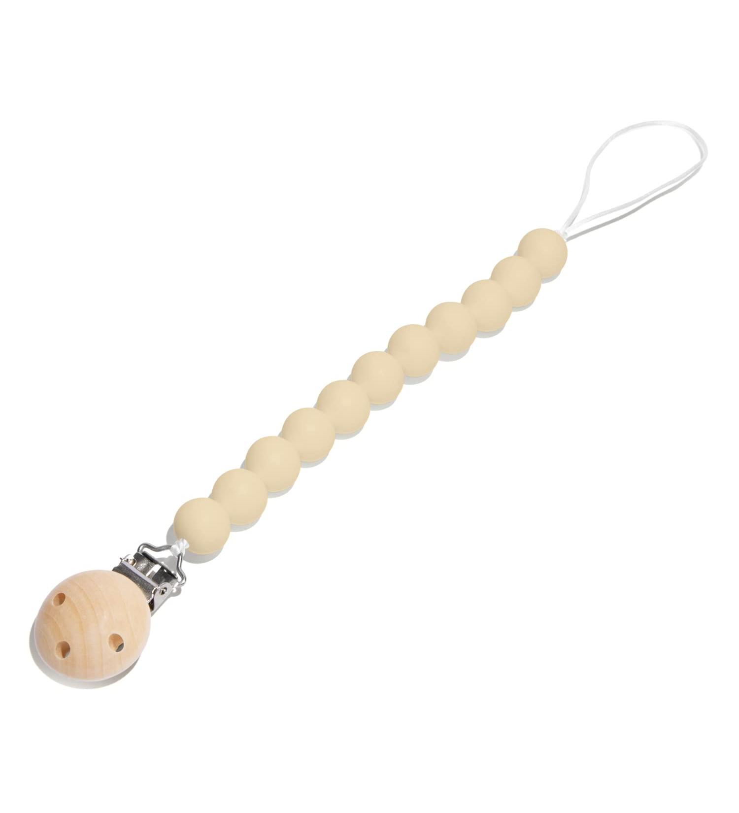 Center Coast Collections Silicone Pacifier Clip - Secure Binky Holder - Neutral Beige - Unisex for Baby and Toddlers - Buy Online on SooperMarket.com