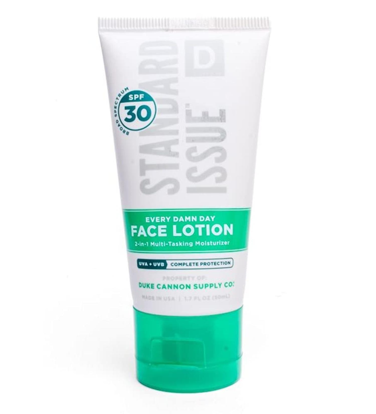 Duke Cannon Supply Co. Standard Issue Every Day 2-in-1 SPF Face Lotion for Men  1.7 Fl. Oz - Daily Moisturizer with Broad Spectrum SPF 30  Travel Size