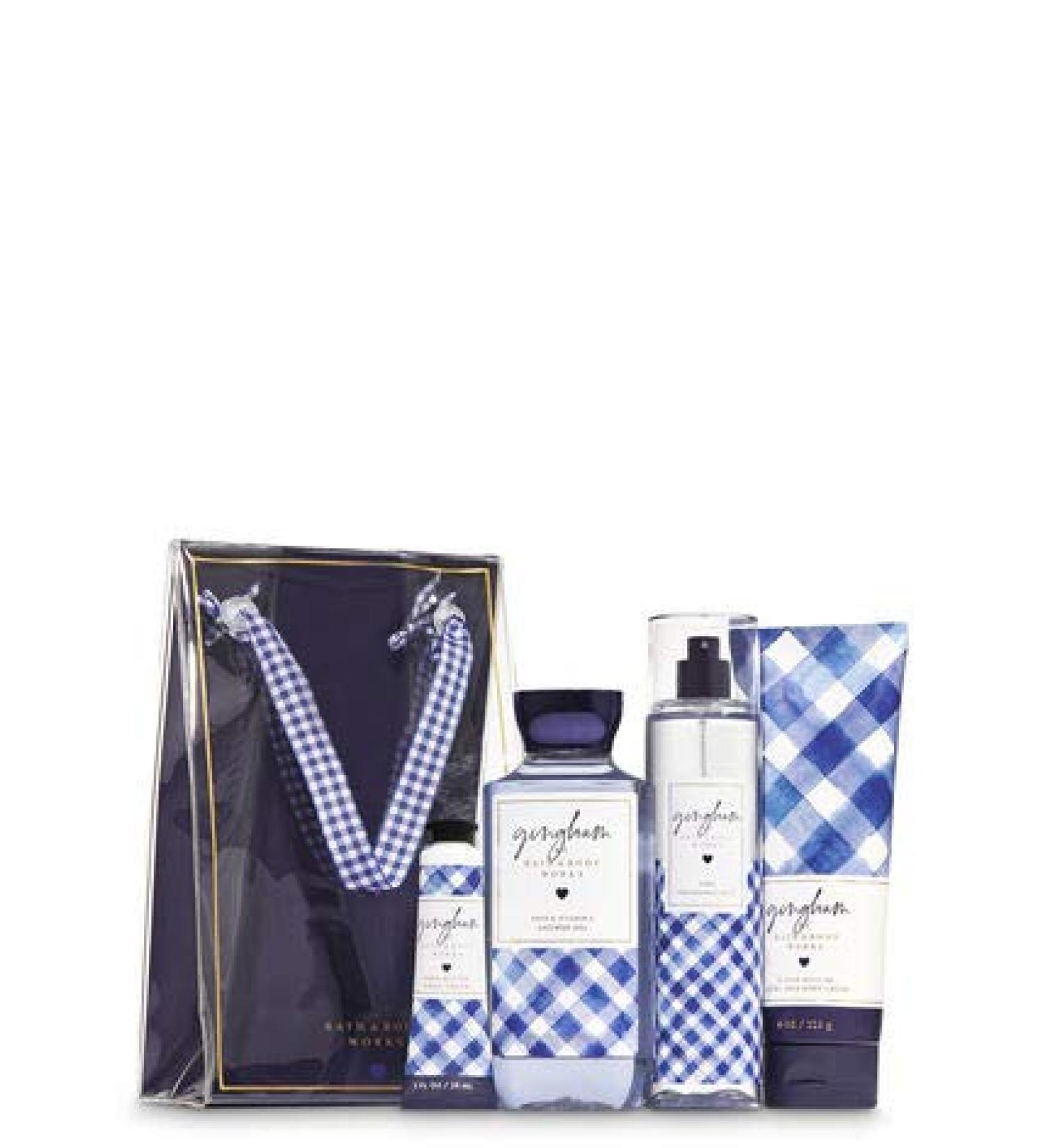 Bath and Body Works GINGHAM Gift Bag Set - Body Cream- Shower Gel - Hand Cream and Fine Fragrance Mist - Full Size