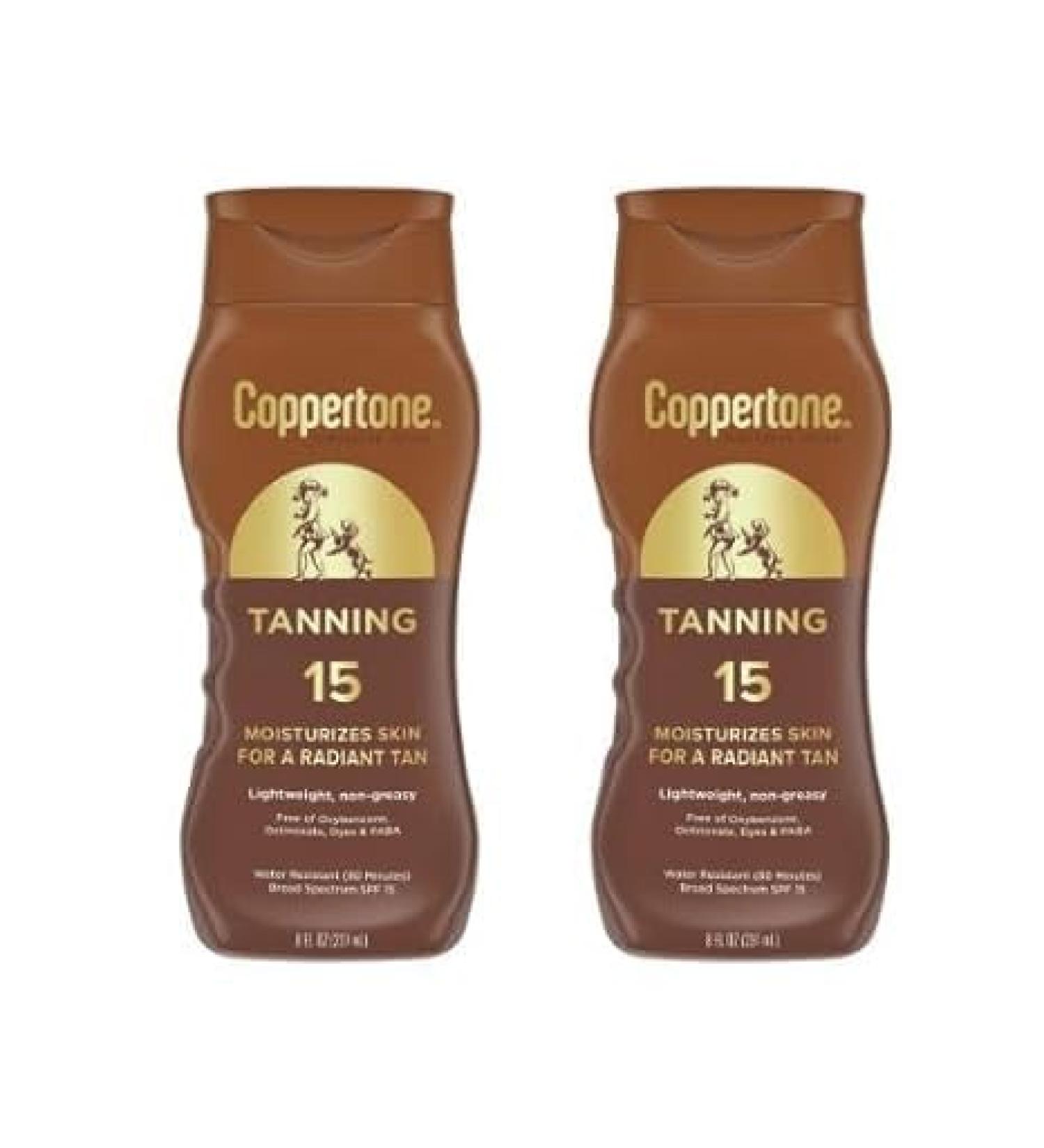 The Kitchen Queen Coppertones Tanning Sunscreen Lotion 2 pack SPF 15 Water Resistant Coppertone Tanning Lotion SPF 15 2 x 8 oz