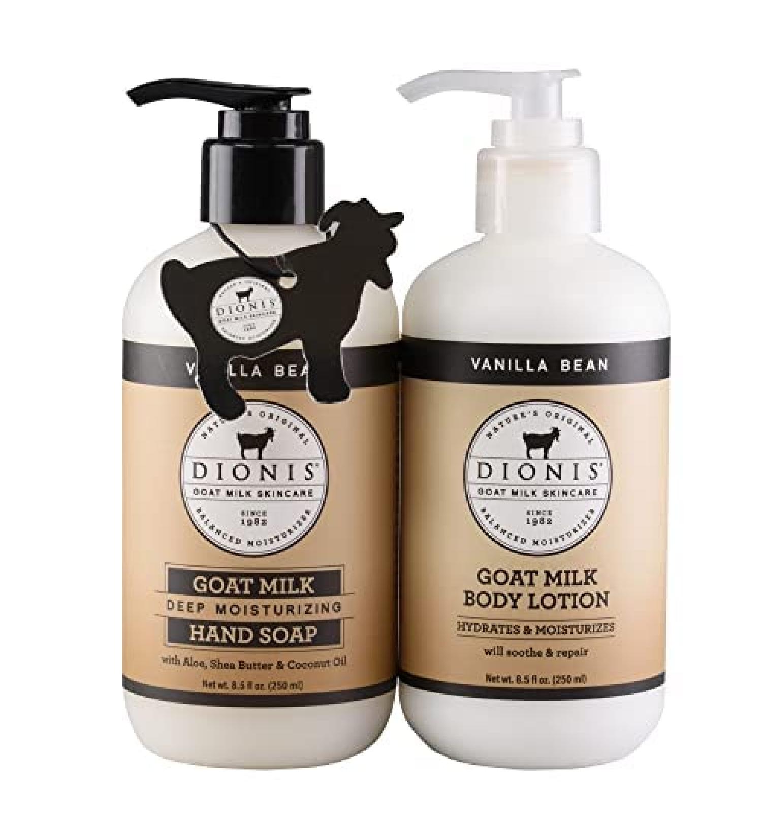 Dionis Goat Milk Skincare Vanilla Bean Body Lotion & Hand Soap Gift Bundle - Moisturizing Vanilla Scented Cream & Liquid Soap Set - 8.5 oz Pump Bottles - Buy Online on SooperMarket.com