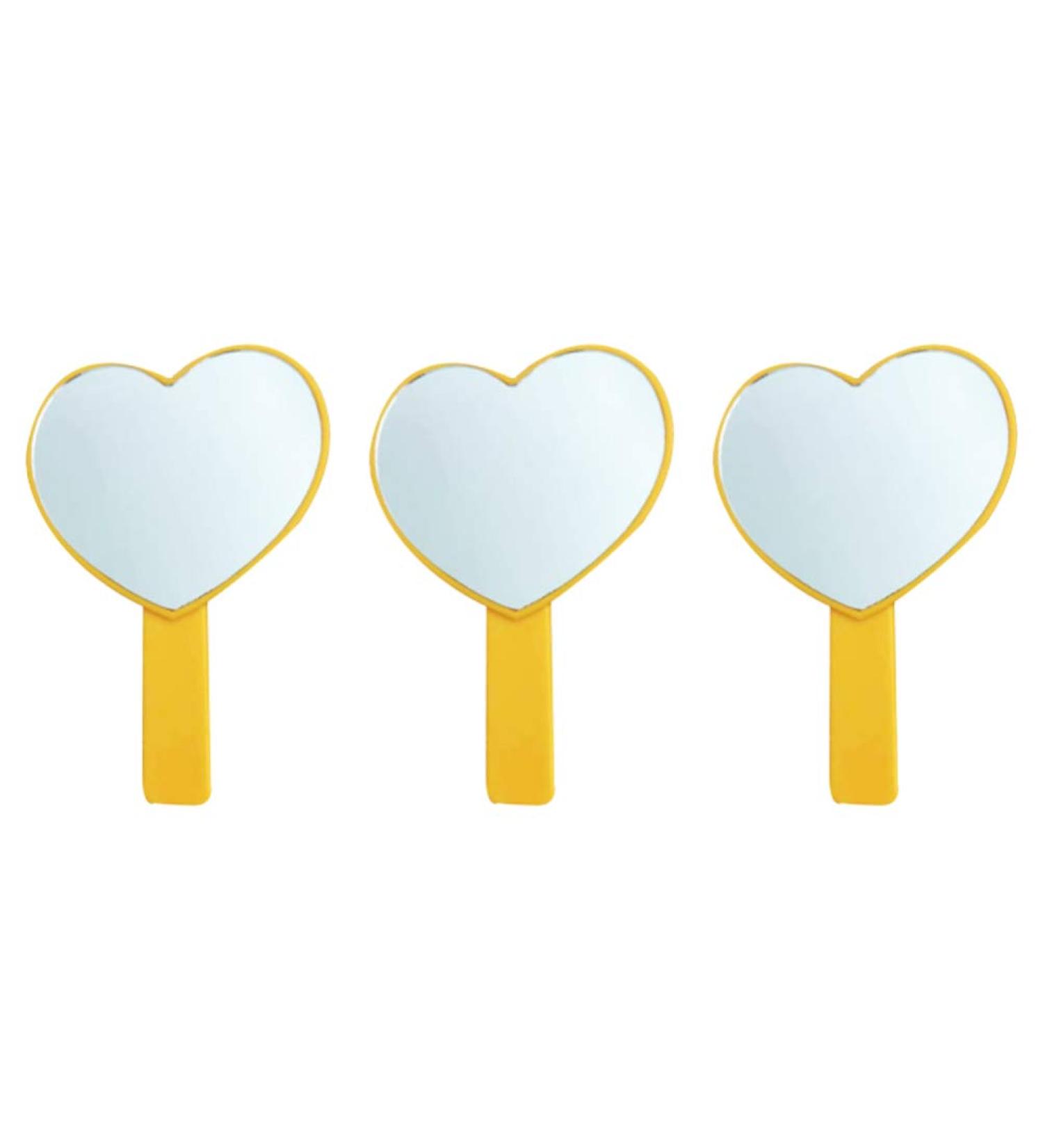 Minkissy Cosmetic Mirror Handheld Heart Shaped Cosmetic Mirror Portable Travel Mirror for Women 3 Pieces (Pink) - Buy Online on SooperMarket.com