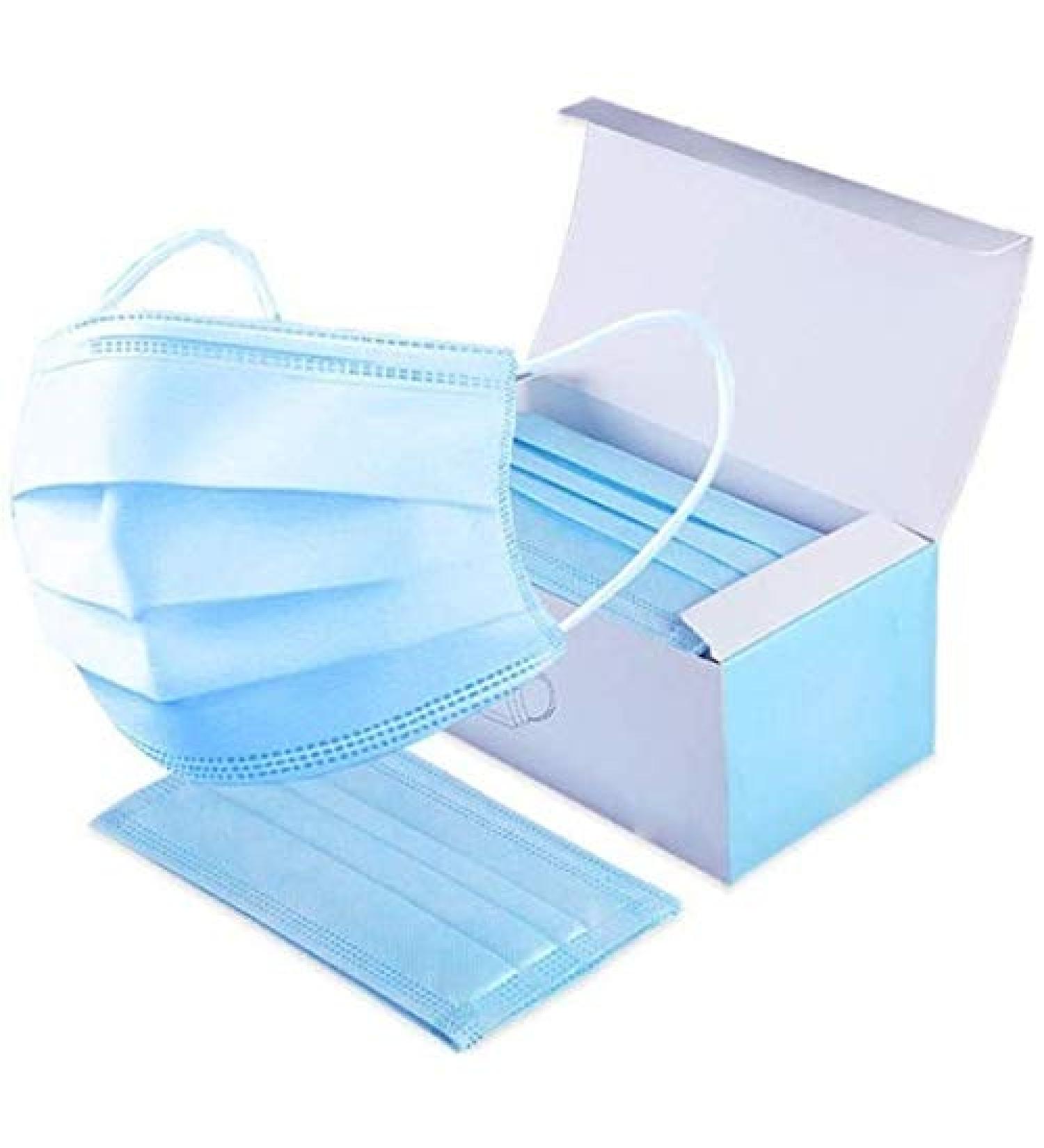 25 Pack MBONLINE Earloop Disposable 4-Layer Masks - Blue Color for Salon, Spa, Clinic - Universal Size for Men and Women - Buy Online on SooperMarket.com