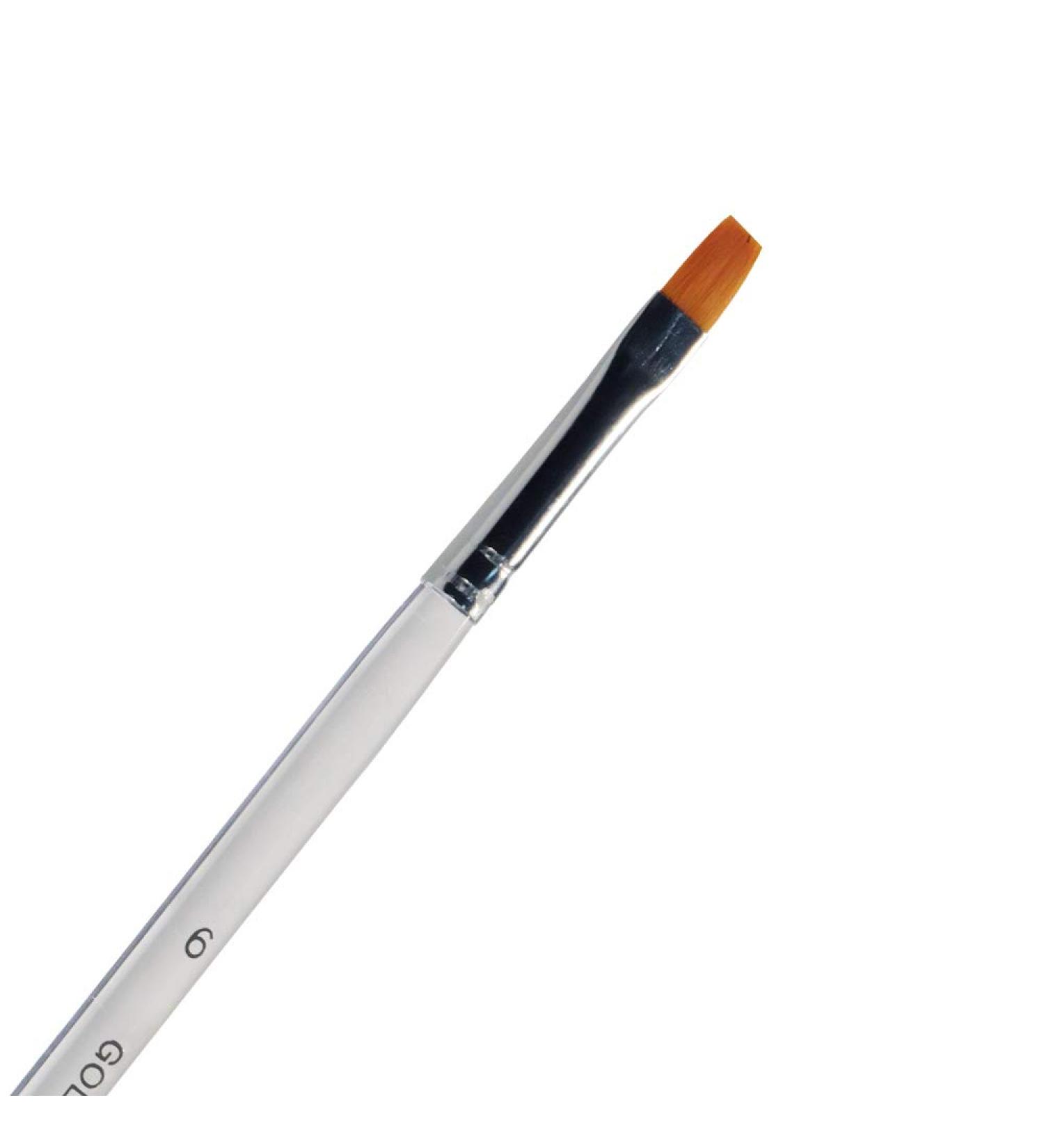 Gel brush flat acrylic handle size 6 synthetic hair brush for applying color gel or building up the fingernail modeling