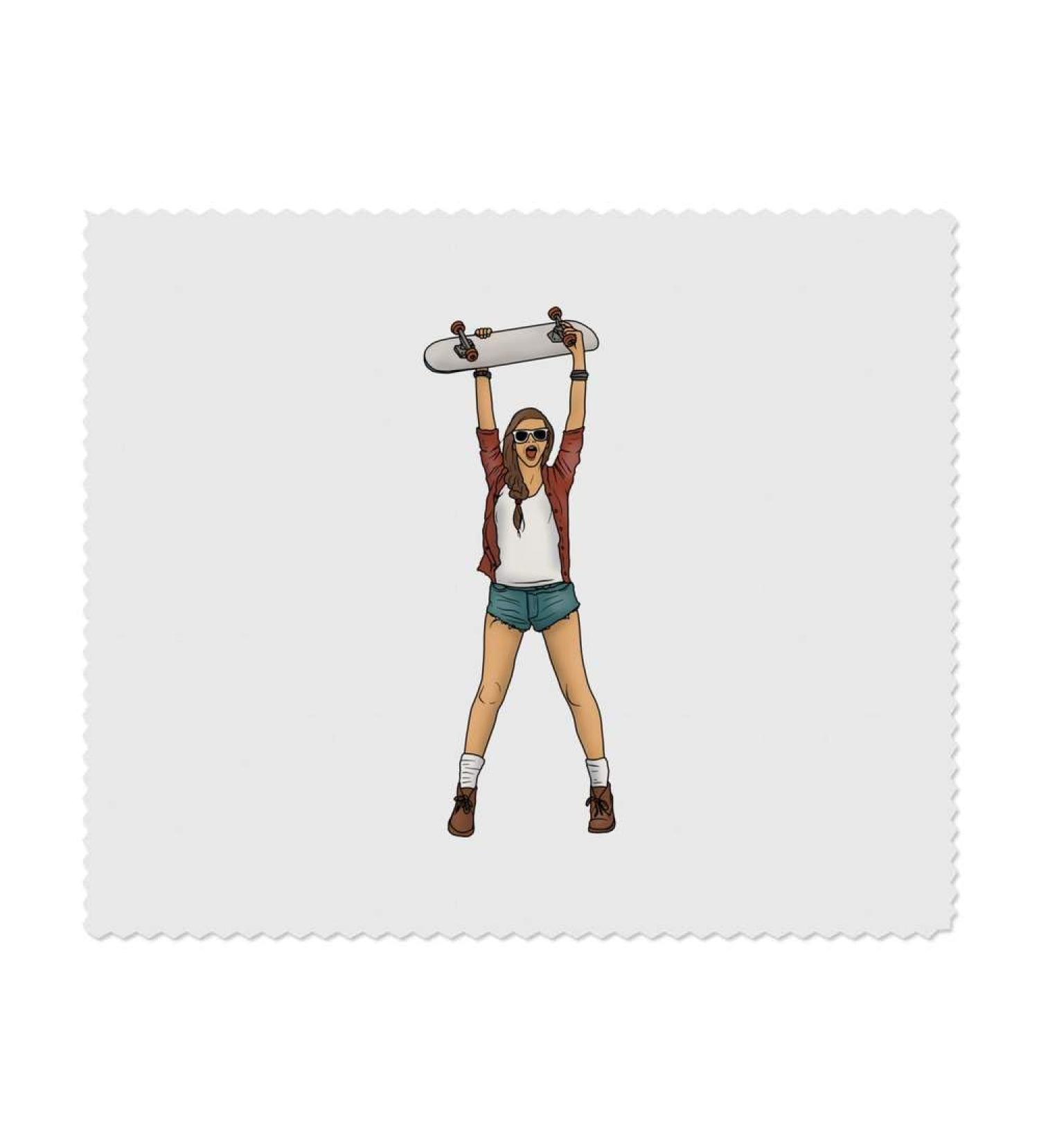 Azeeda Skater Girl Microfiber Lens Cleaning Cloths - Pack of 2 | Ideal for Glasses & Screen Cleaning | International Shipping Available - Buy Online on SooperMarket.com