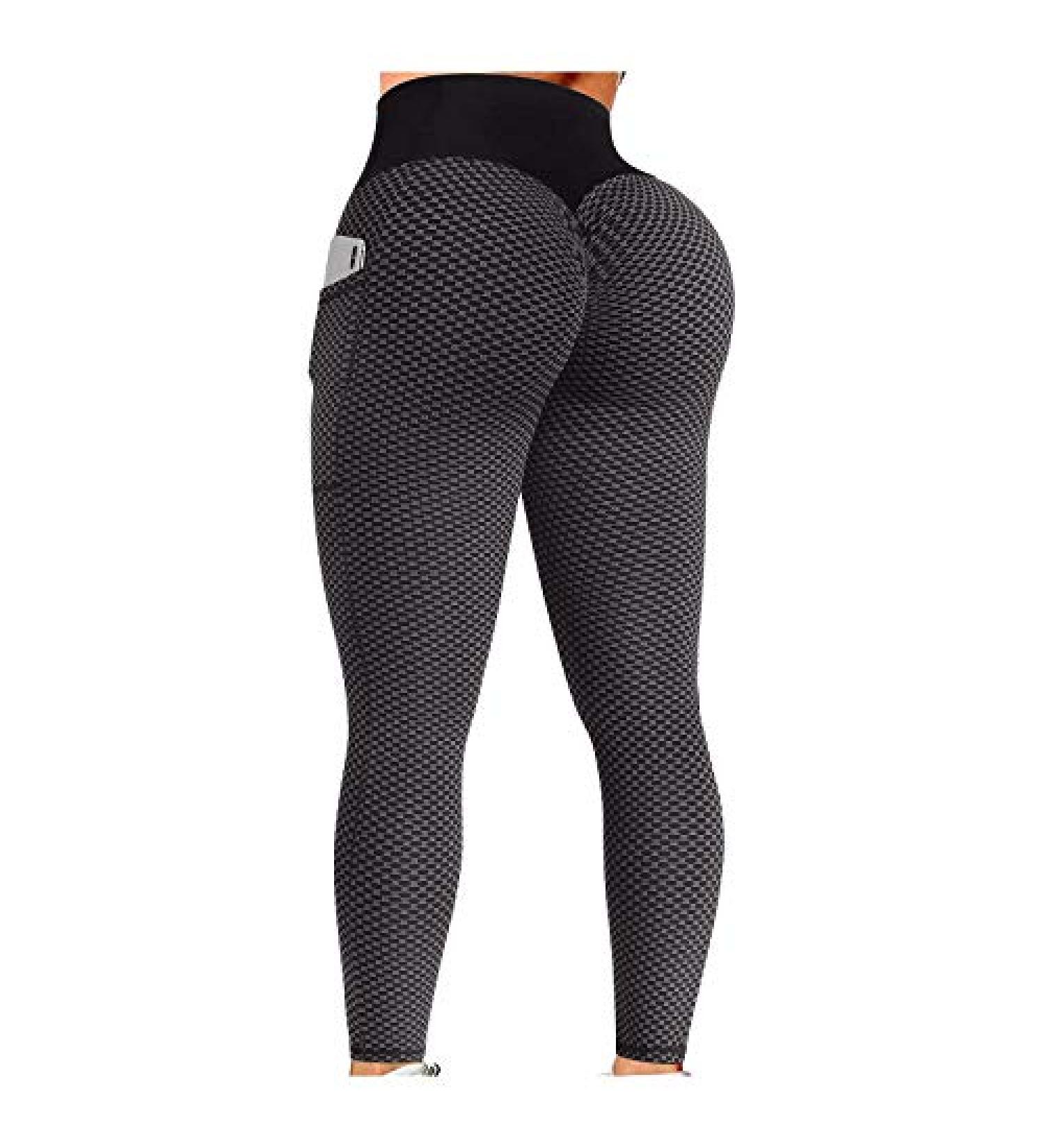 DAZLOR Women High Waist Butt Lifting Leggings with Pockets | Black XL - Buy Online on SooperMarket.com