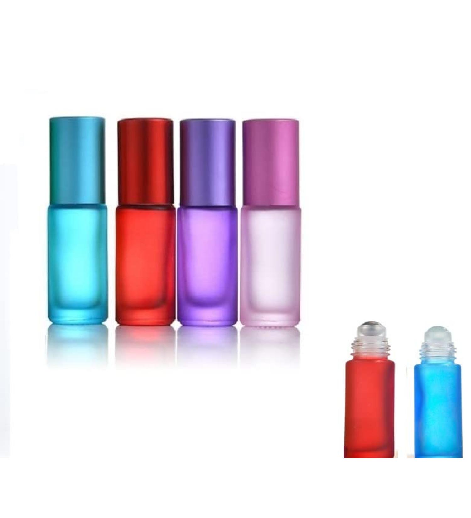 Buy 4PCS Colored 5ml Glass Roll-On Bottles for Essential Oils | Refillable & Portable - Ideal for Perfumes Lotions & Aromatherapy - Buy Online on SooperMarket.com