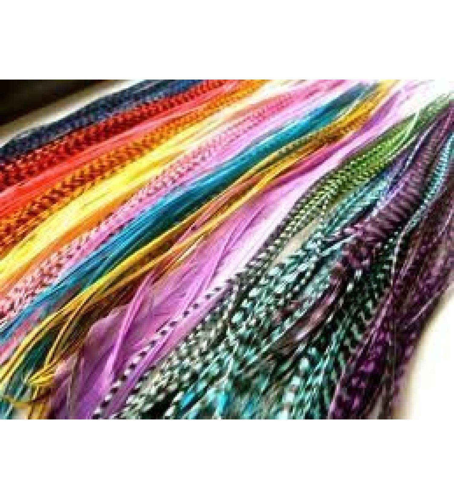 Vivid Grizzly & Solid Feather Assortment with Beads - Set of 7-10 - Buy Online on SooperMarket.com