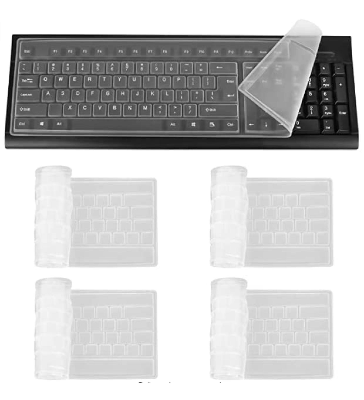 quiodok 4 Pcs Desktop Computer Keyboard Skin Protector Film Cover Clear Silicone Keyboard Cover Universal Keyboard Cover Protector for Standard Size 108 Keys PC Computer(445*130mm) - Buy Online on SooperMarket.com