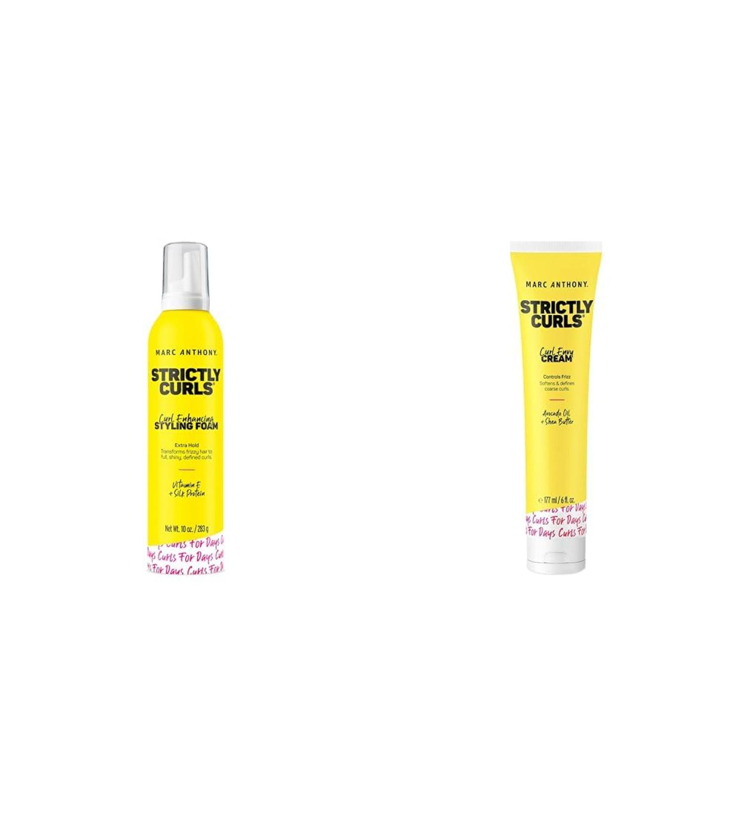 Marc Anthony Strictly Curl Enhancing Styling Foam Extra Hold - Vitamin E & Curl Envy Cream Strictly Curls - Curl Defining Cream Softens Coarse Curls - Buy Online on SooperMarket.com