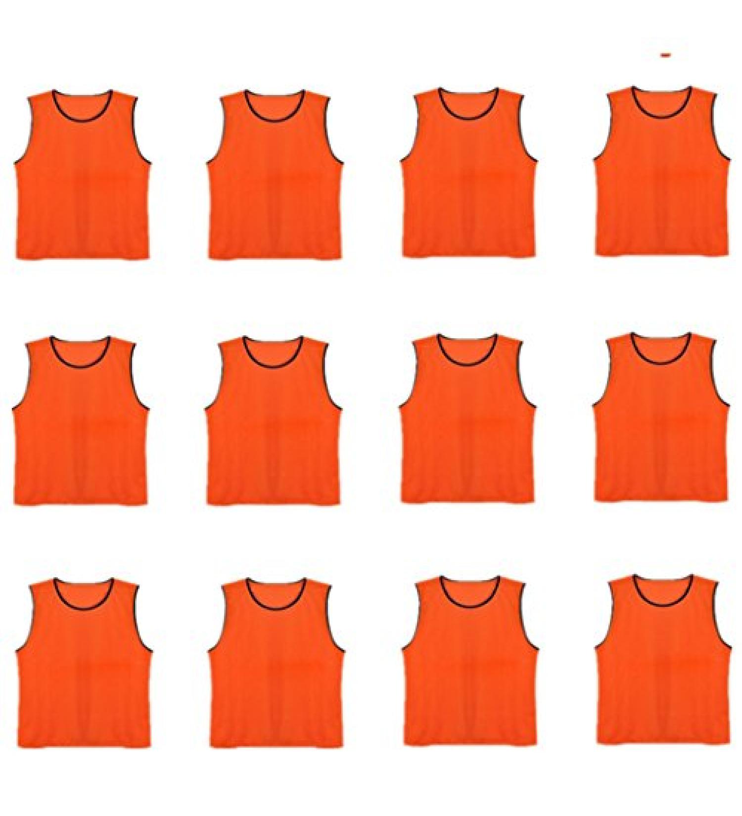DreamHigh DH Soccer Sports Team Practice Pinnies - Youth Training Mesh Vests, Orange (12 pcs Pack) - Buy Online on SooperMarket.com