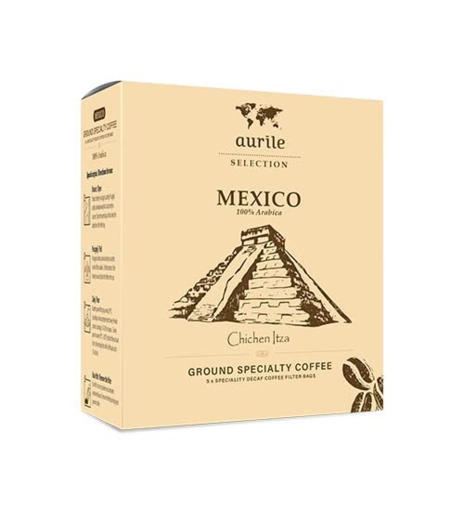AURILE Mexico Ground Specialty Decaf Coffee 100% Arabica 5 x10g Filter Bags 50g