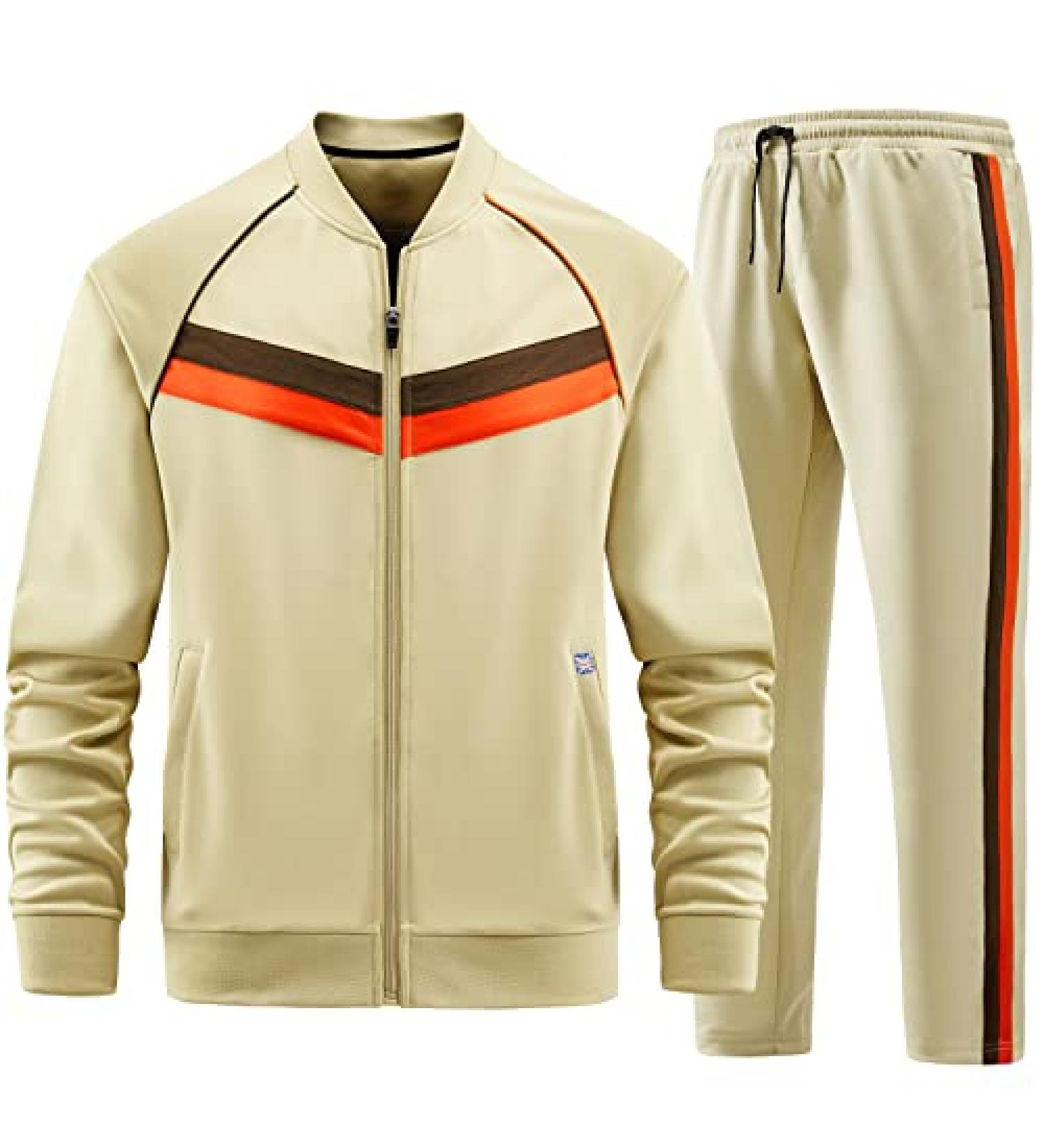 Aiozowa Men's Tracksuit Set | Full-Zip Sweatsuit with Active Jacket & Pants | 2-Piece Outfit - Large - Buy Online on SooperMarket.com