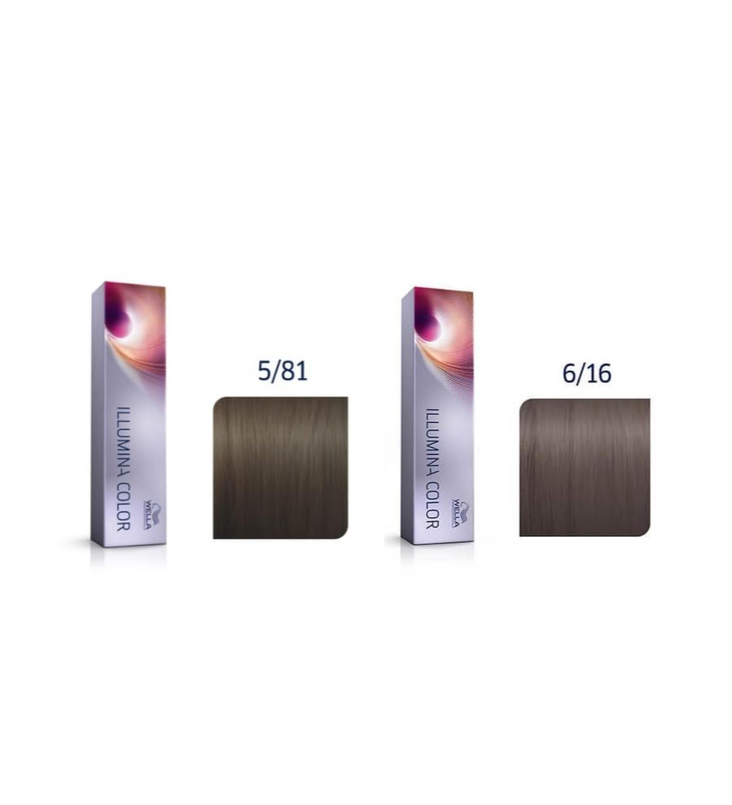 Buy Wella Professionals Illumina Color 5/81 & 6/16 - Light Brown/Pearl Ash & Medium Blonde/Ash Violet 60ml | International Shipping Available - Buy Online on SooperMarket.com