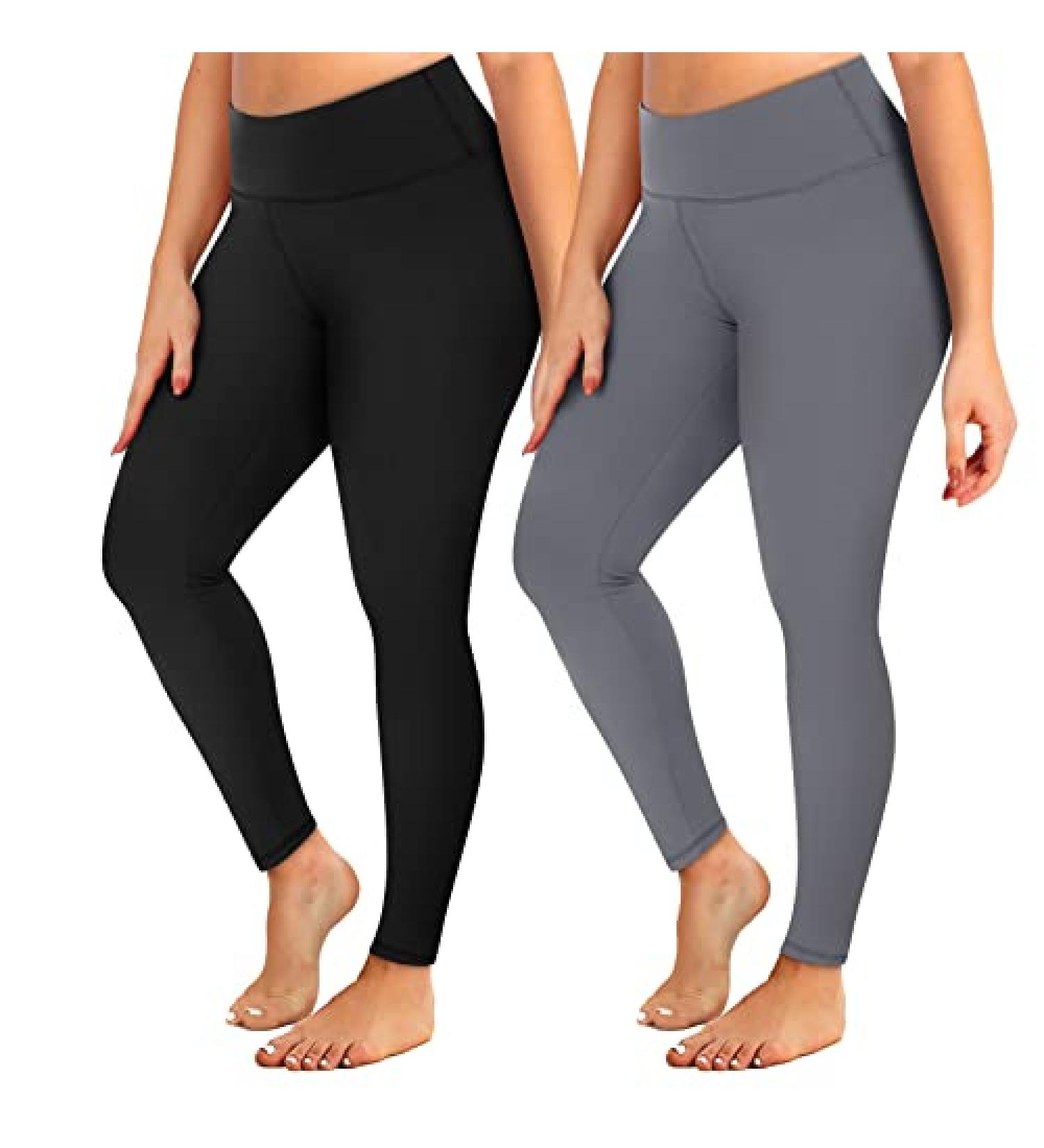 YOLIX 2 Pack Plus Size High Waisted Leggings with Pockets for Women 2X-4X - Black/Grey XX-Large - Buy Online on SooperMarket.com