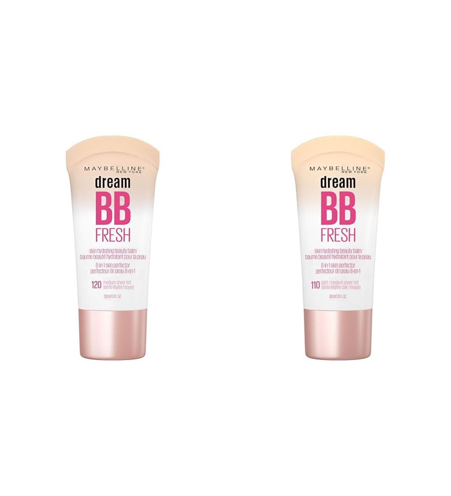 Maybelline Dream Fresh Skin Hydrating BB cream 8-in-1 Skin Perfecting Beauty Balm Sheer Tint Coverage Oil-Free Medium 1 Fl Oz & BB Fresh 110 Light/Medium - Buy Online on SooperMarket.com