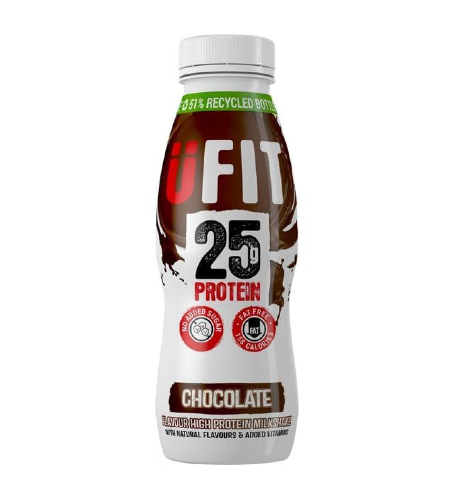UFIT Protein Milkshake - 25g Protein 10x330ml Shake (Chocolate)