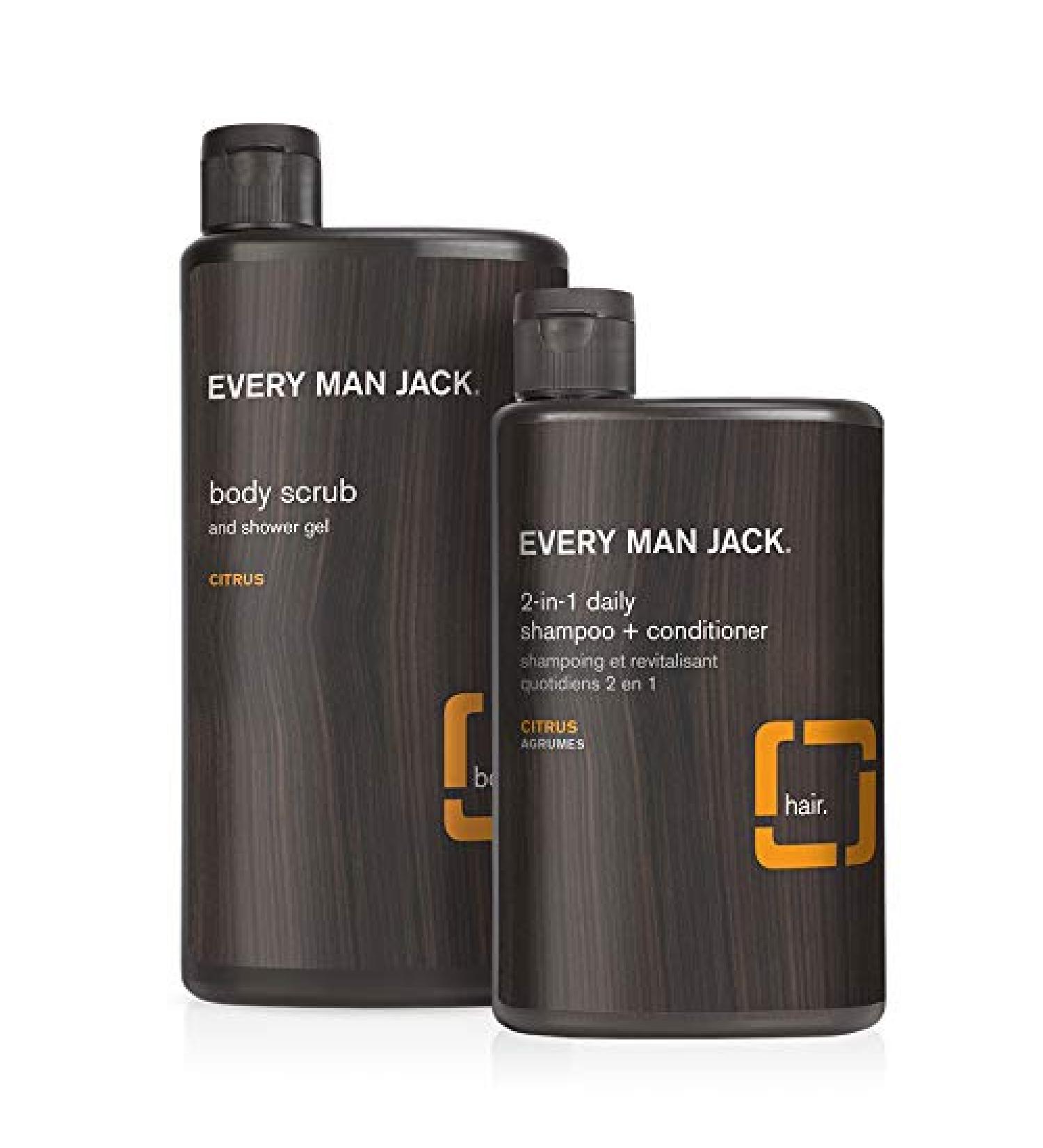 Every Man Jack Citrus Body Wash & Shampoo Set | 16.9oz Body Wash + 13.5oz 2-in-1 | Parabens & Phthalate-free, Certified Cruelty Free - Buy Online on SooperMarket.com