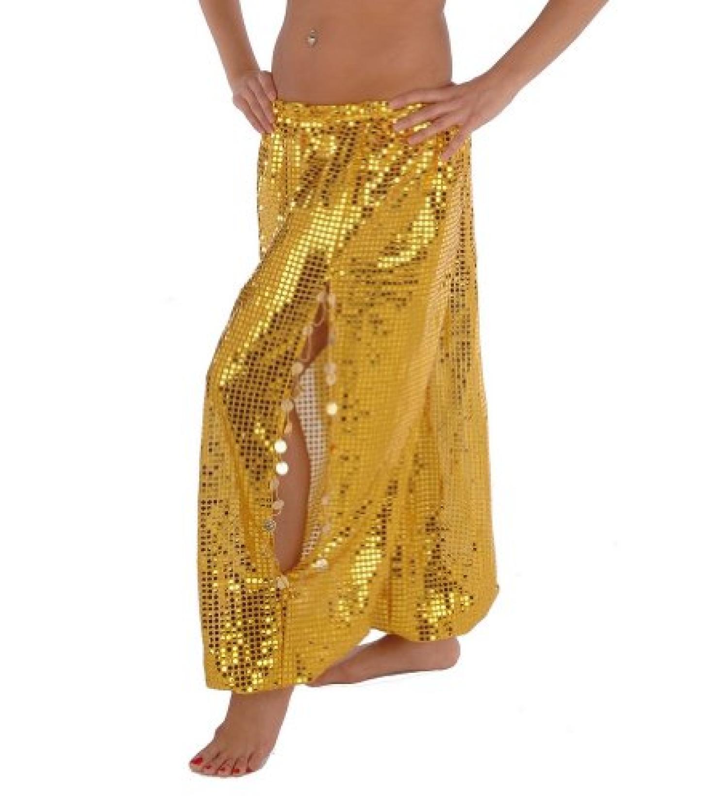 Miss Belly Dance Bellydance Sequined Harem Pants One Size Gold