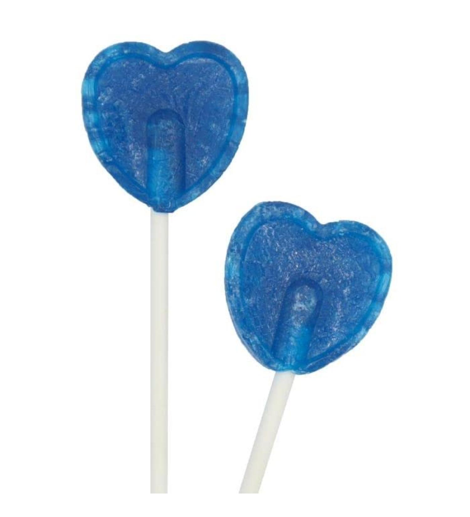 Blue Raspberry Heart Lollipops 5.2g each Individually wrapped (100)