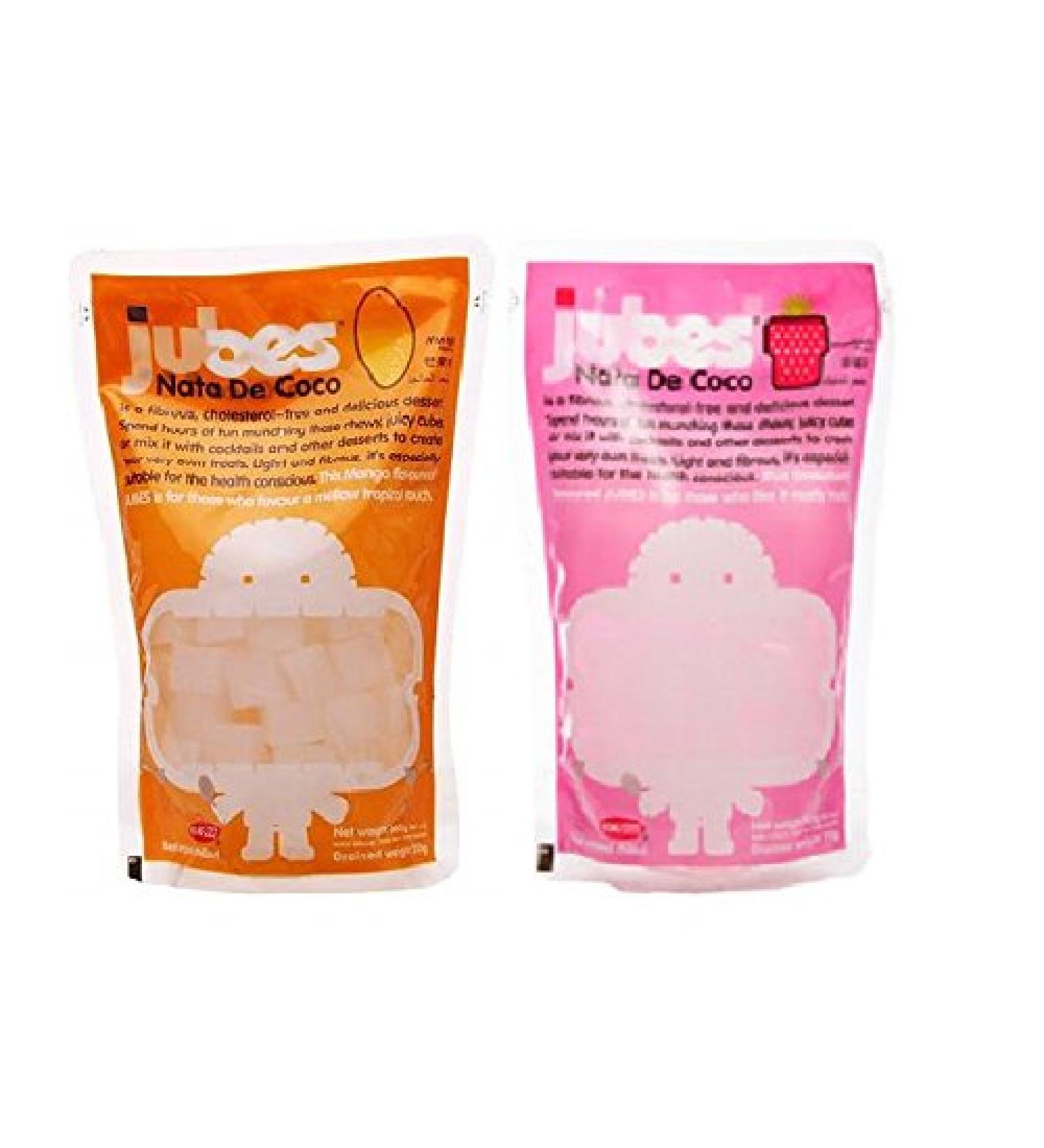 Jubes Combo Pack: 3 Nata De Coco Strawberry & 3 Nata De Coco Mango 12.7oz
