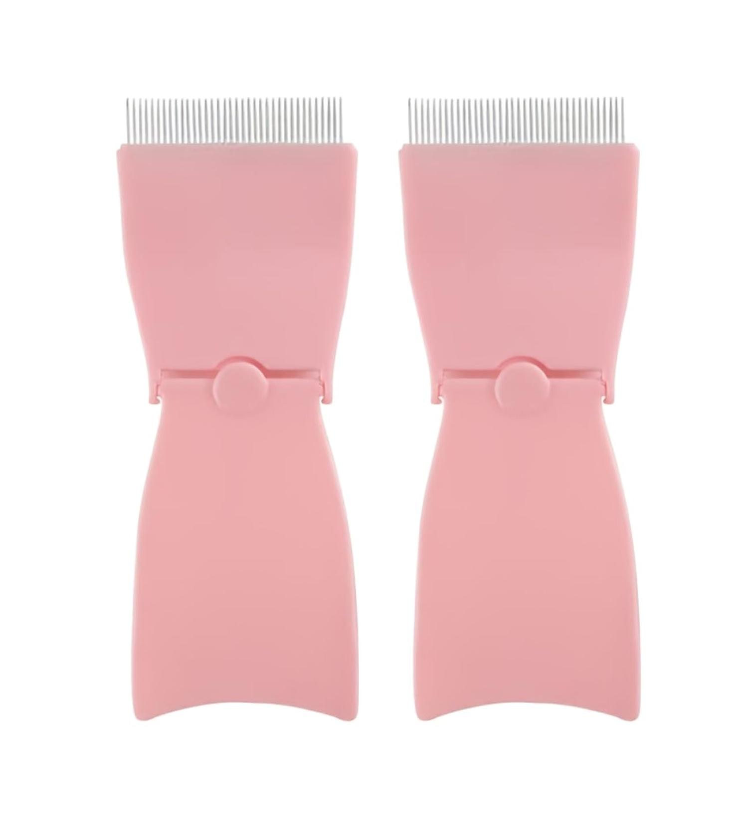 SHANPIN Stainless Steel 2pc Eyelash Comb Pink Makeup Applicator & Eyebrow Grooming Brush Tool - Buy Online on SooperMarket.com
