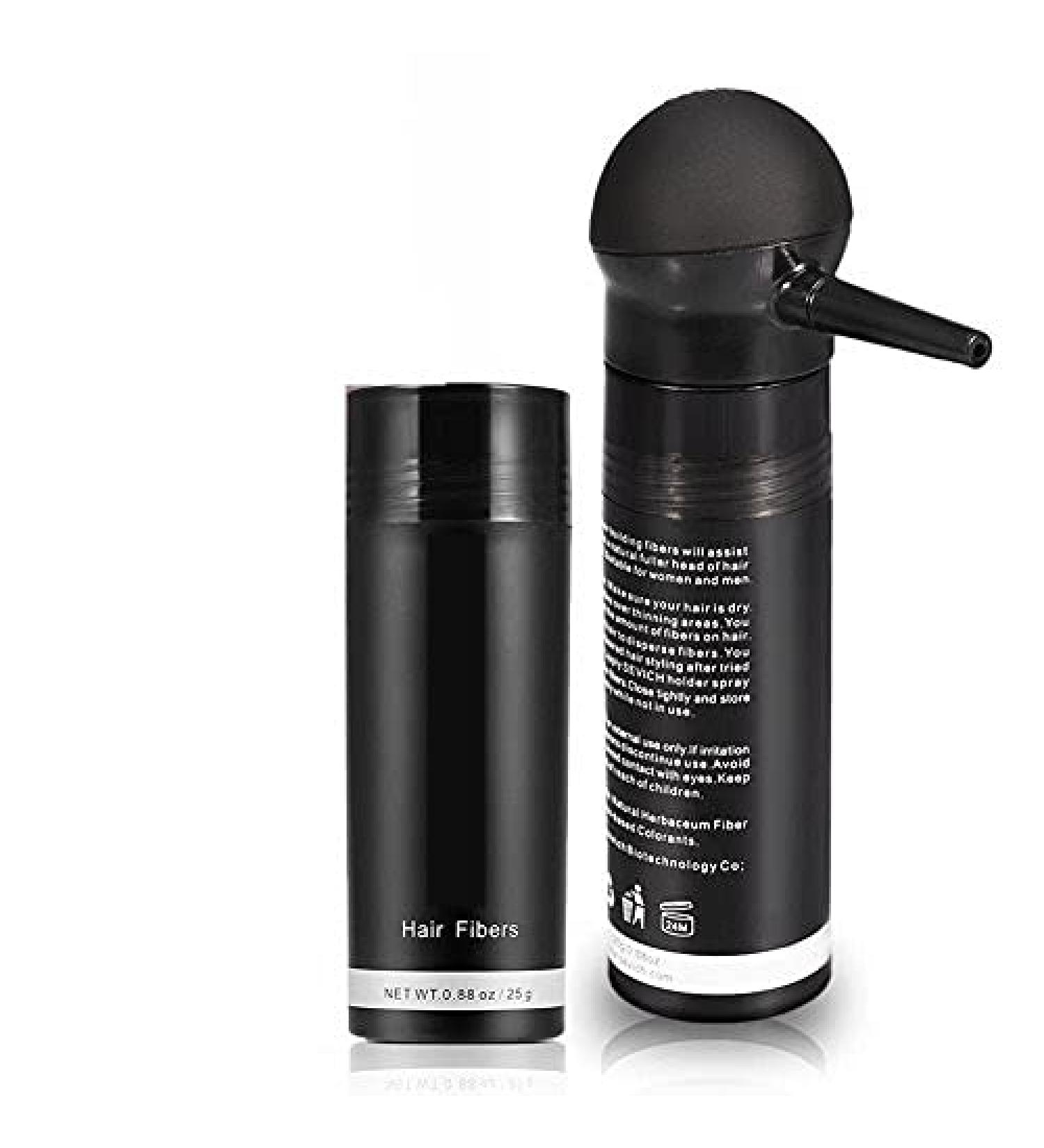 Professional Hair Thickening Solution - Hair Fibres Powder for Women and Men - 5 Colors Concealer for Thinning Hair - Pump Spray Applicator Included (Black) - Buy Online on SooperMarket.com
