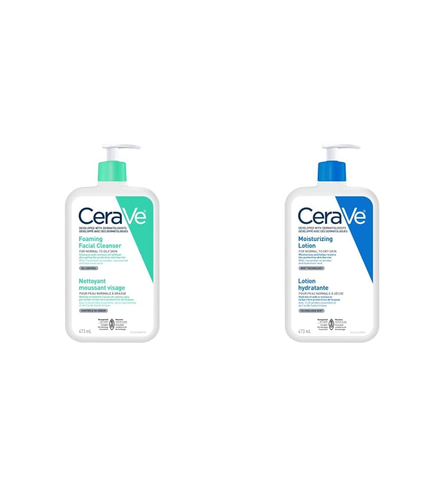 CeraVe Foaming Face Cleanser and Daily Moisturizing Lotion Bundle BUNDLE - Foaming Cleasner & Daily Lotion BUNDLE - Buy Online on SooperMarket.com