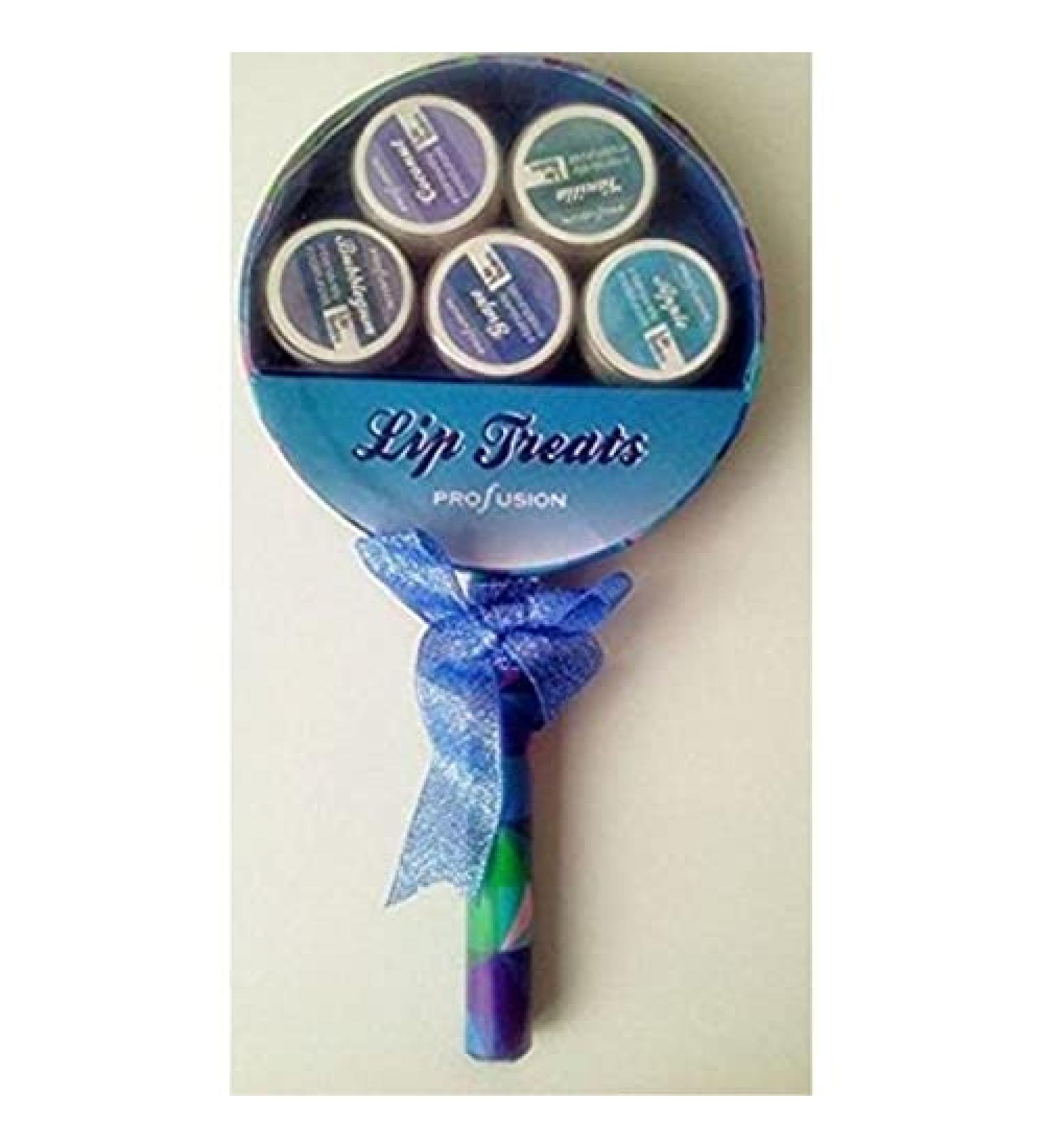 Profusion Lip Treats Set of 5 Lip Balms Blue Lolipop Shape