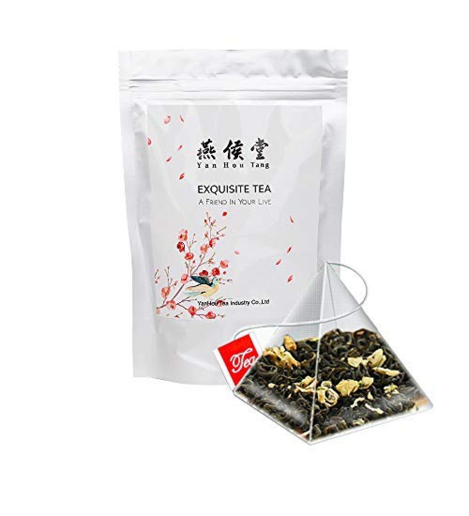 Yan Hou Tang Organic Jasmine Green Tea Bags 50 Count - Sugar Free, Detox, Digestion, Stress Relief - SGS FDA Verified - Flower Flavor Taste - Pack of 1 - Buy Online on SooperMarket.com