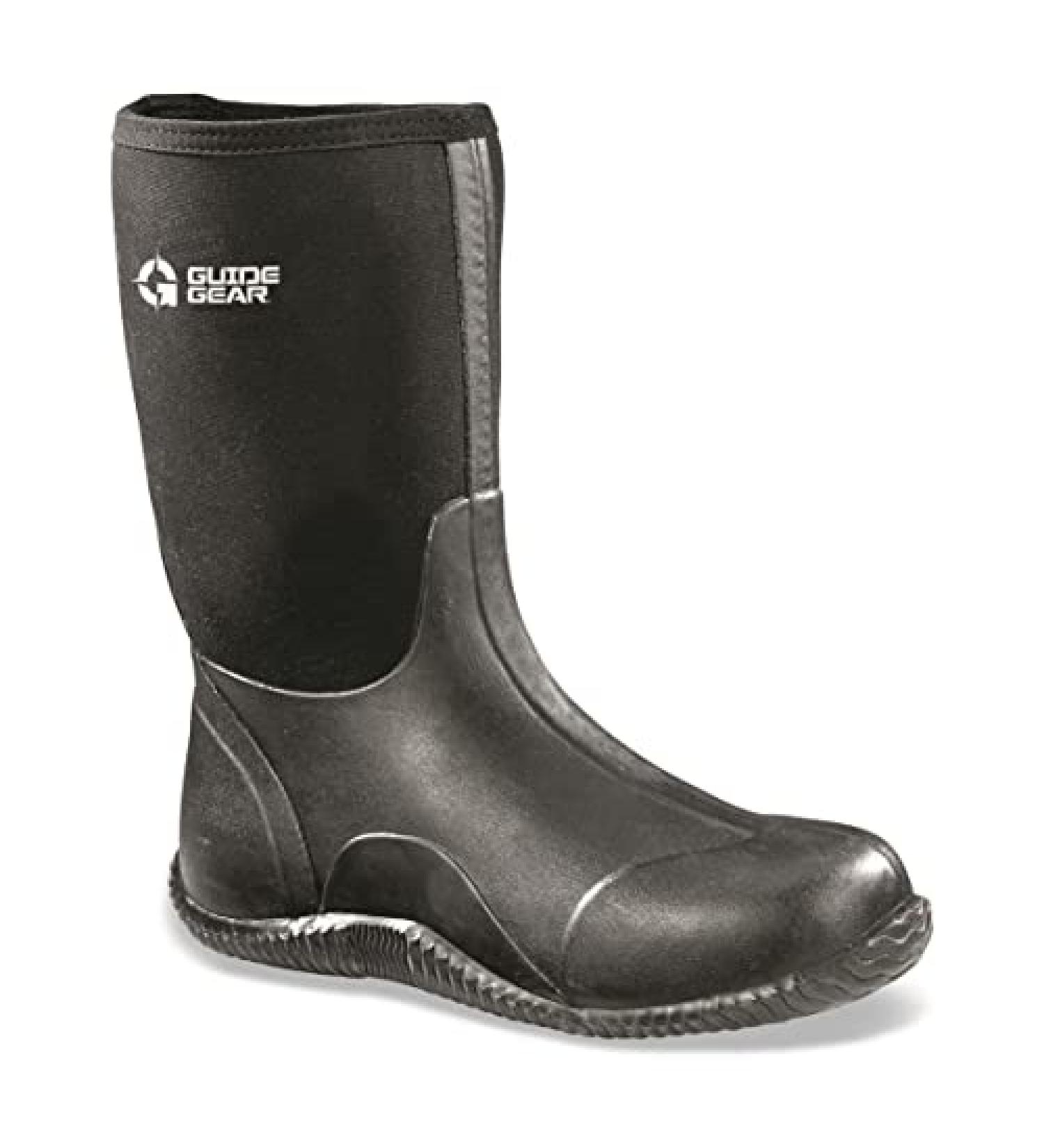 Guide Gear Men's Mid-High Bogger Waterproof Rubber Hunting Boots 5mm Neoprene Top - Size 12, Black - Buy Online on SooperMarket.com