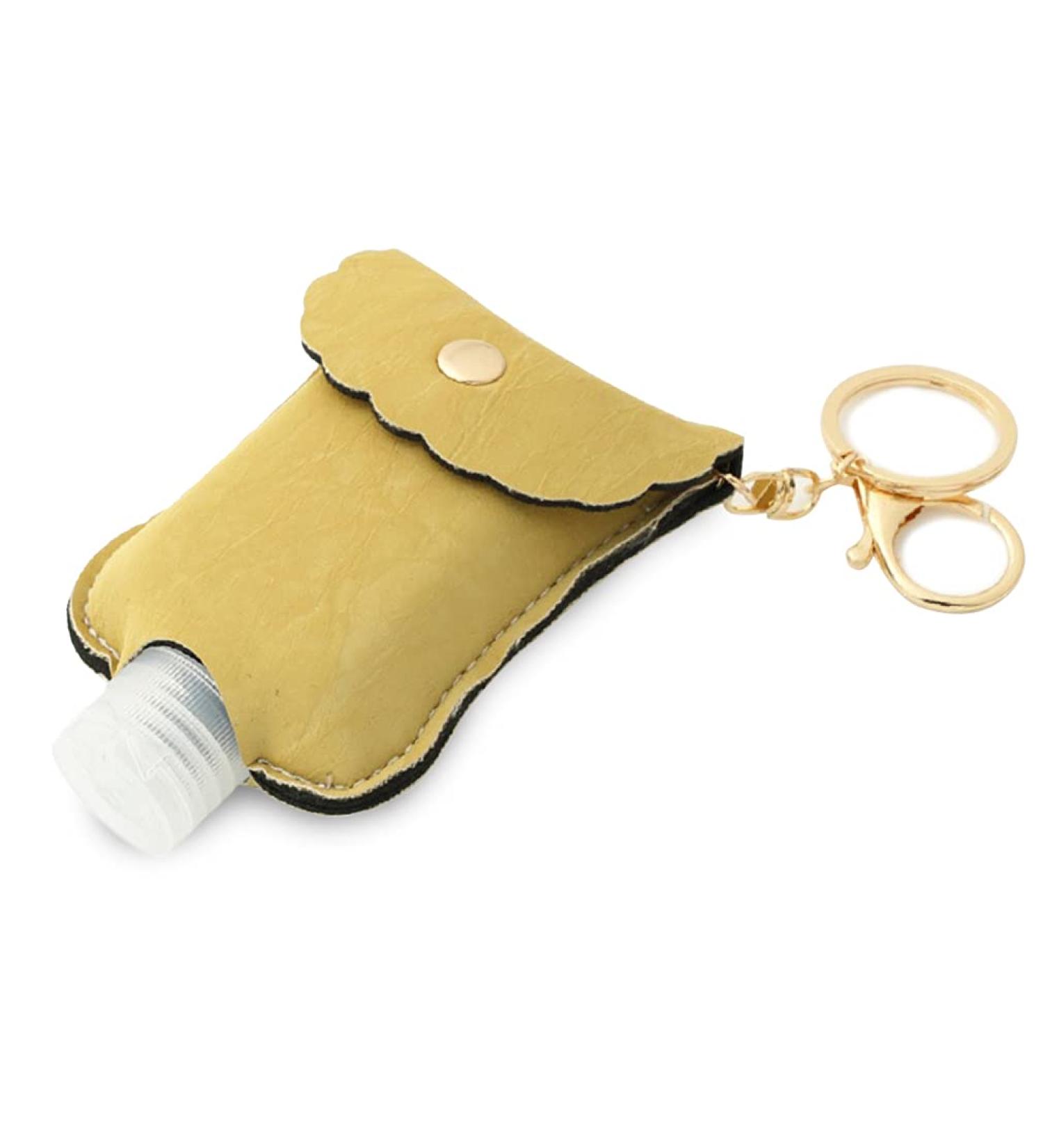 Leather Hand Sanitizer Holder Keychain with 2oz Squeeze Bottles - Olive Green - Buy Online on SooperMarket.com