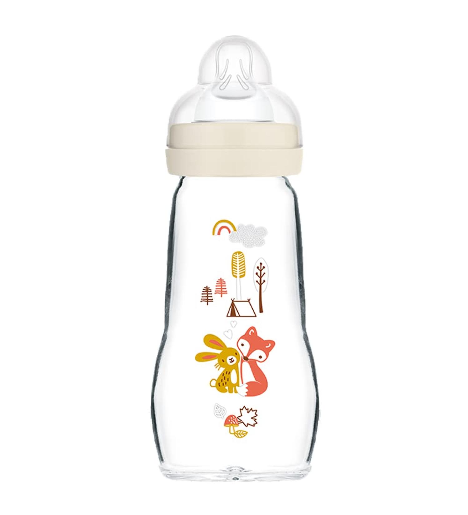 MAM Feel Good Glass Bottle (260ml) - Unisex | BPA Free, Easy to Clean, Eco-Friendly - Buy Online on SooperMarket.com