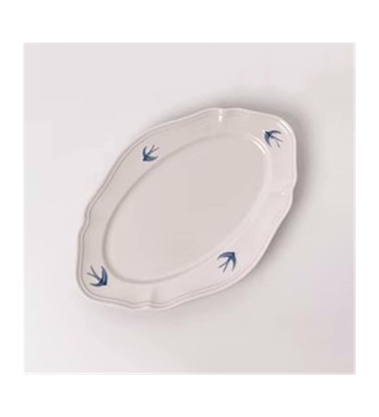Dinnerware Dishes Plates Swallow Embossed Dining Plate Vintage Tableware Solid Simple Fish Plate Household Kitchen Restaurant Ceramic Dining Plate Oval Fish Plate Dinner Restaurant Family Party Plates Small - Buy Online on SooperMarket.com
